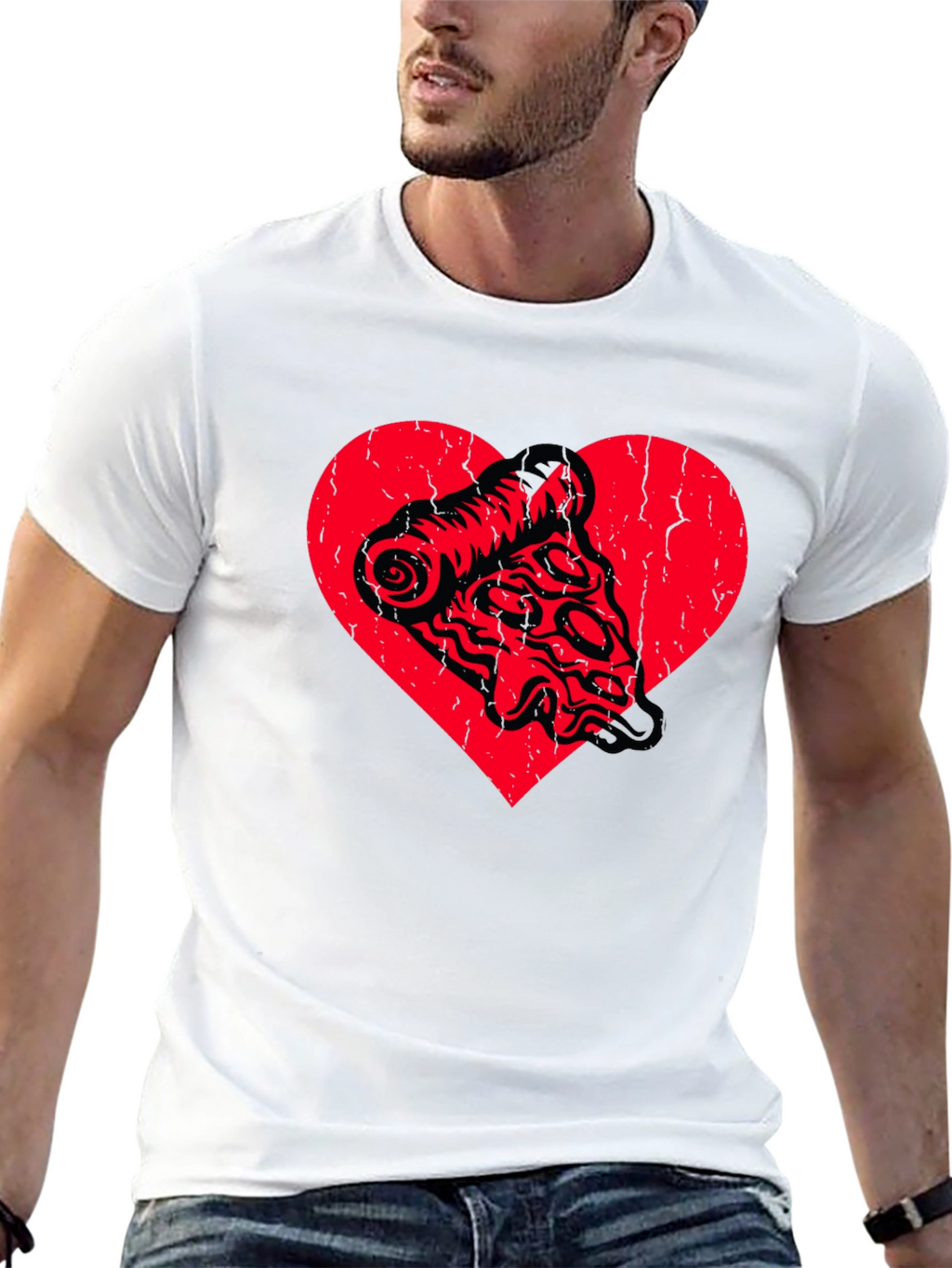 Pizza Heart Graphic Tee - Food Lover Shirt