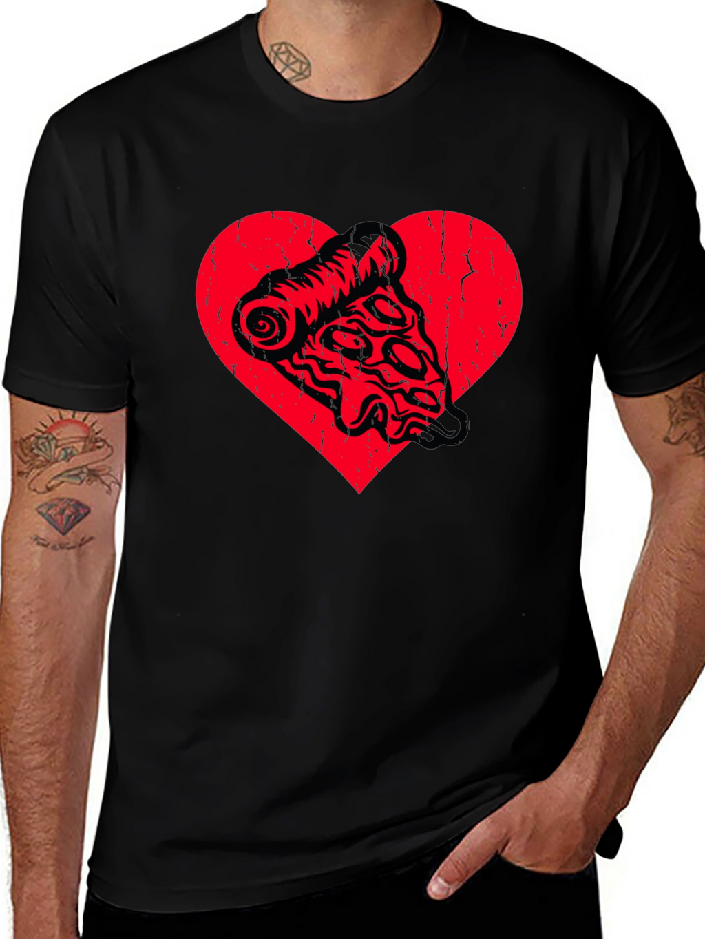 Pizza Heart Graphic Tee - Food Lover Shirt