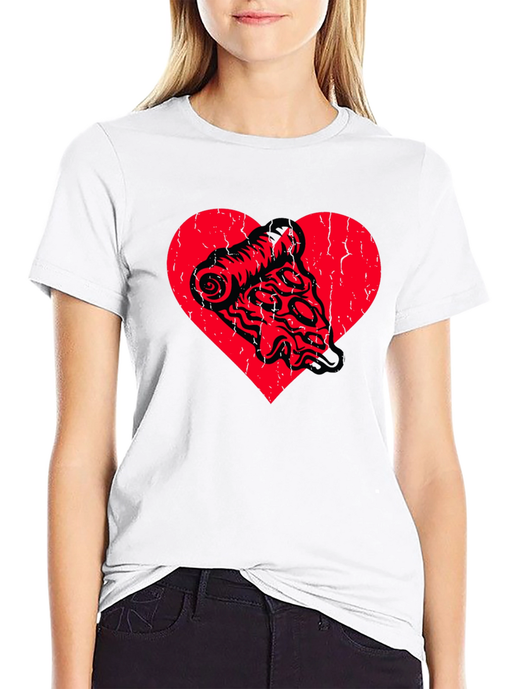 Pizza Heart Graphic Tee - Food Lover Shirt