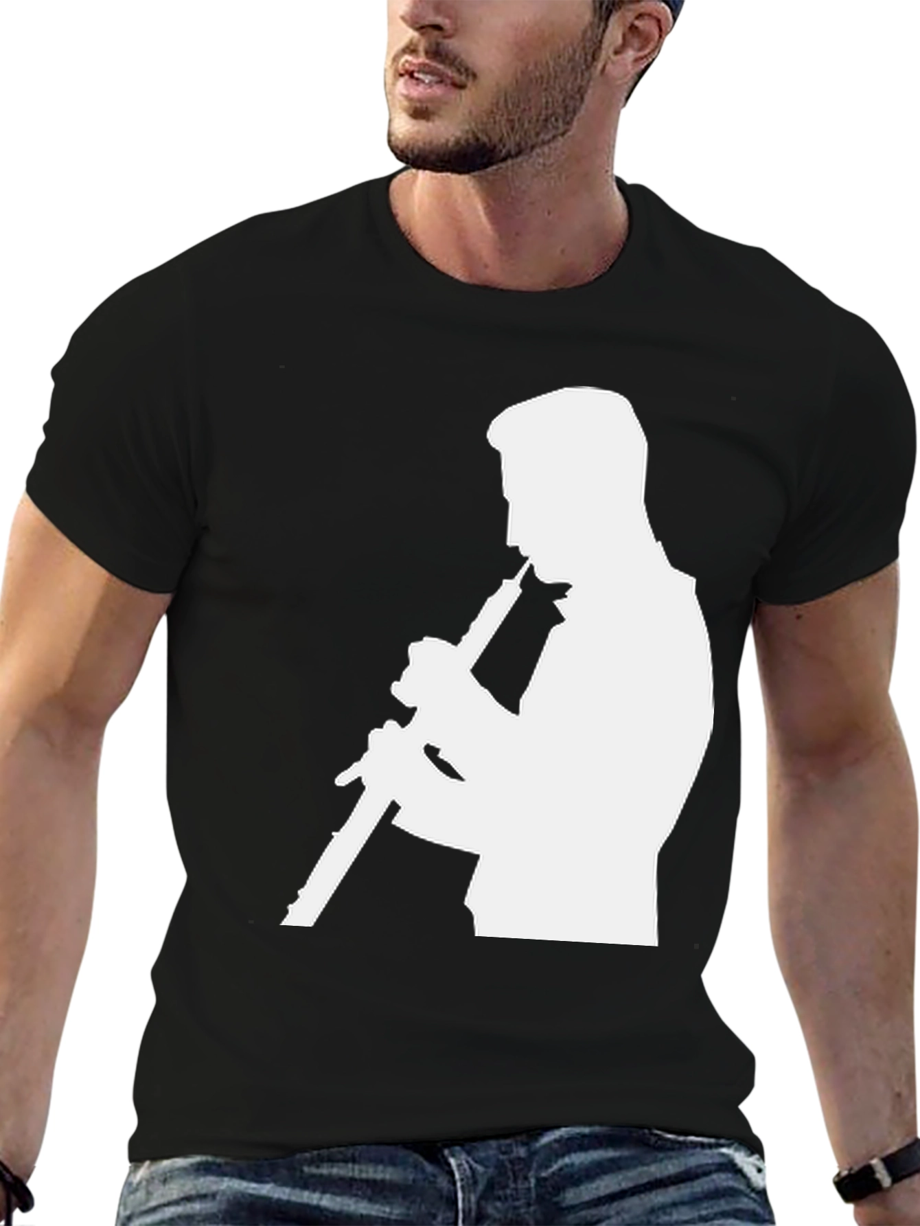 Musician Silhouette Graphic Tee - Black