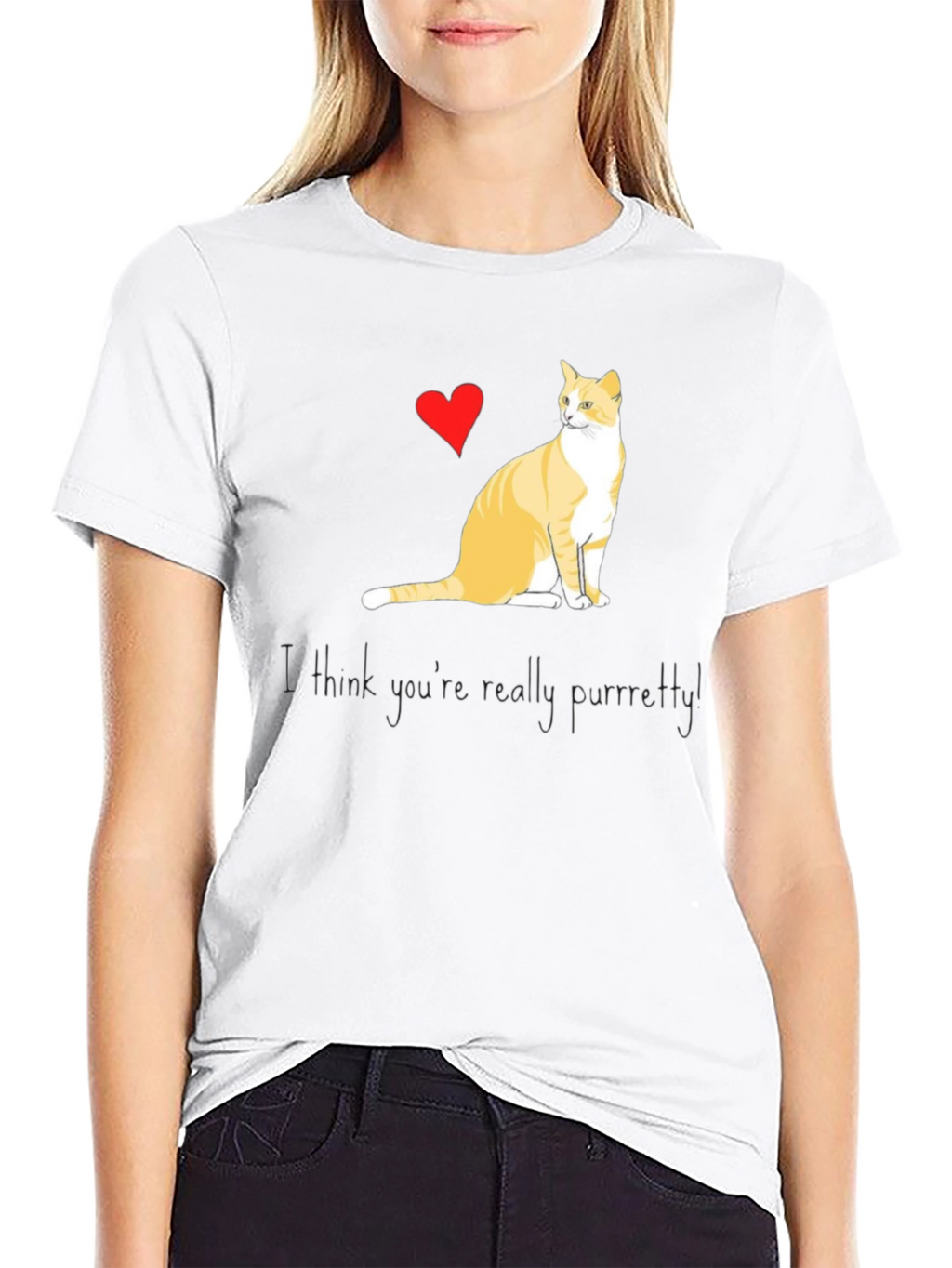 Purrfectly Pretty Cat Graphic T-Shirt
