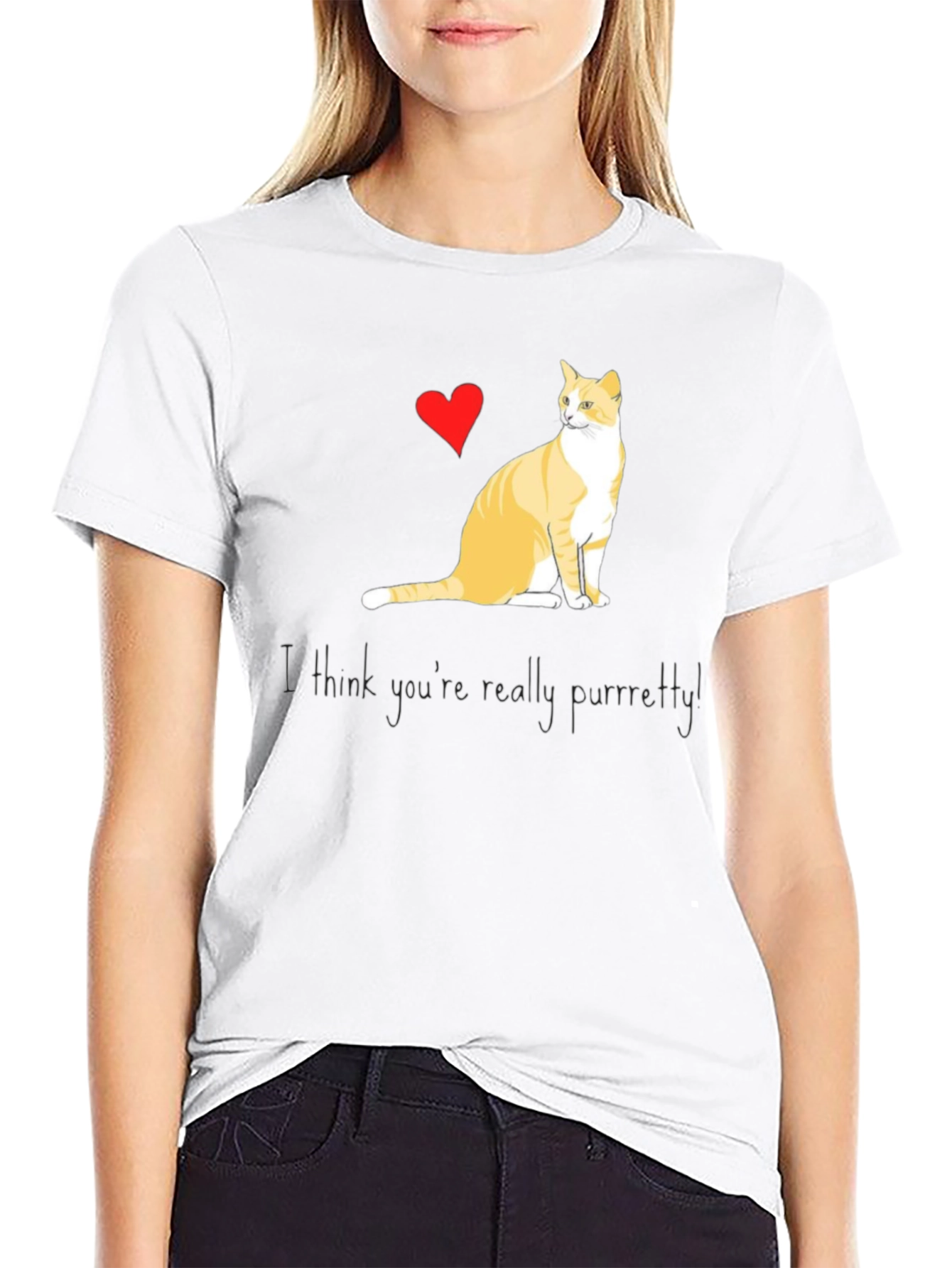 Purrfectly Pretty Cat Graphic T-Shirt