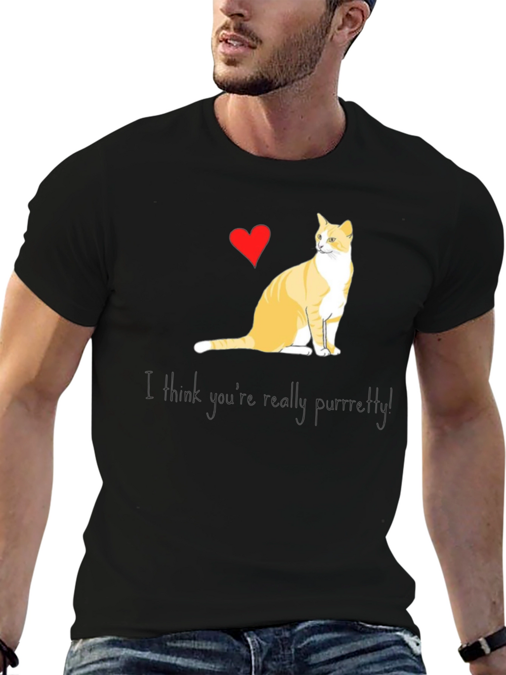 Purrfectly Pretty Cat Graphic T-Shirt