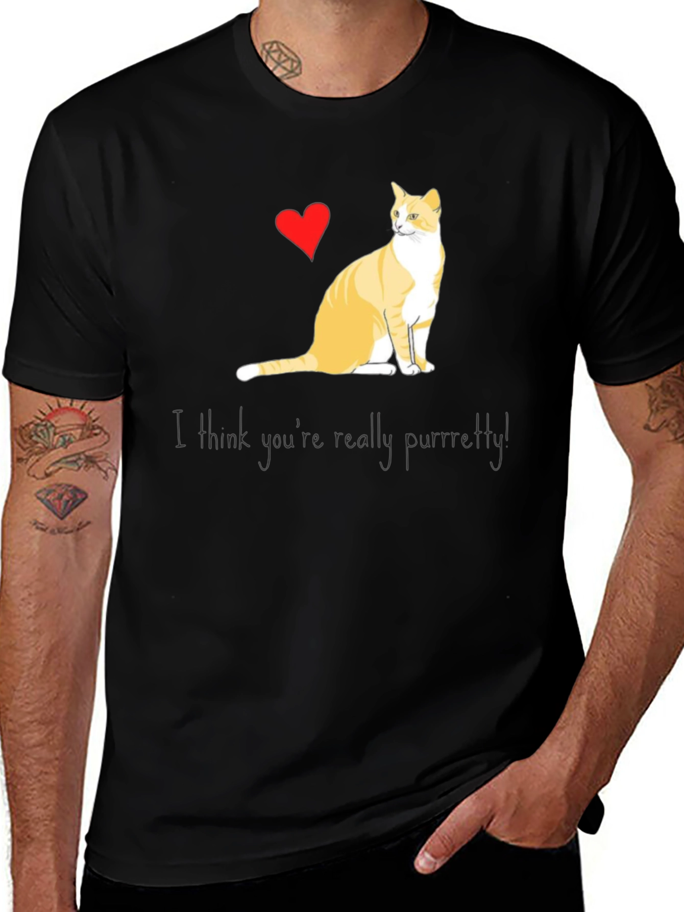 Purrfectly Pretty Cat Graphic T-Shirt