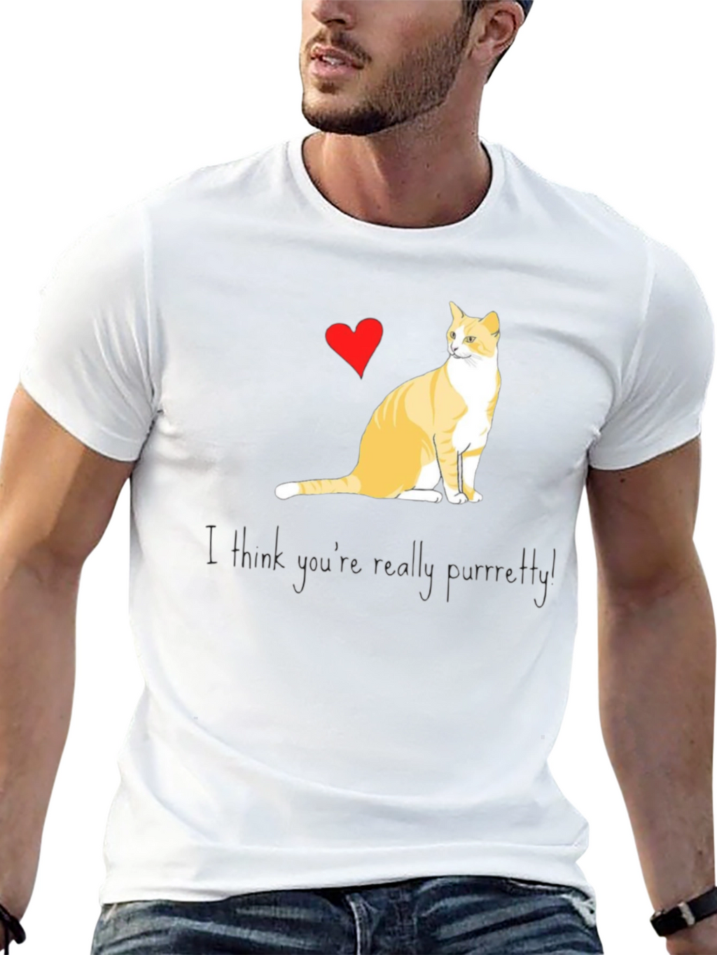 Purrfectly Pretty Cat Graphic T-Shirt