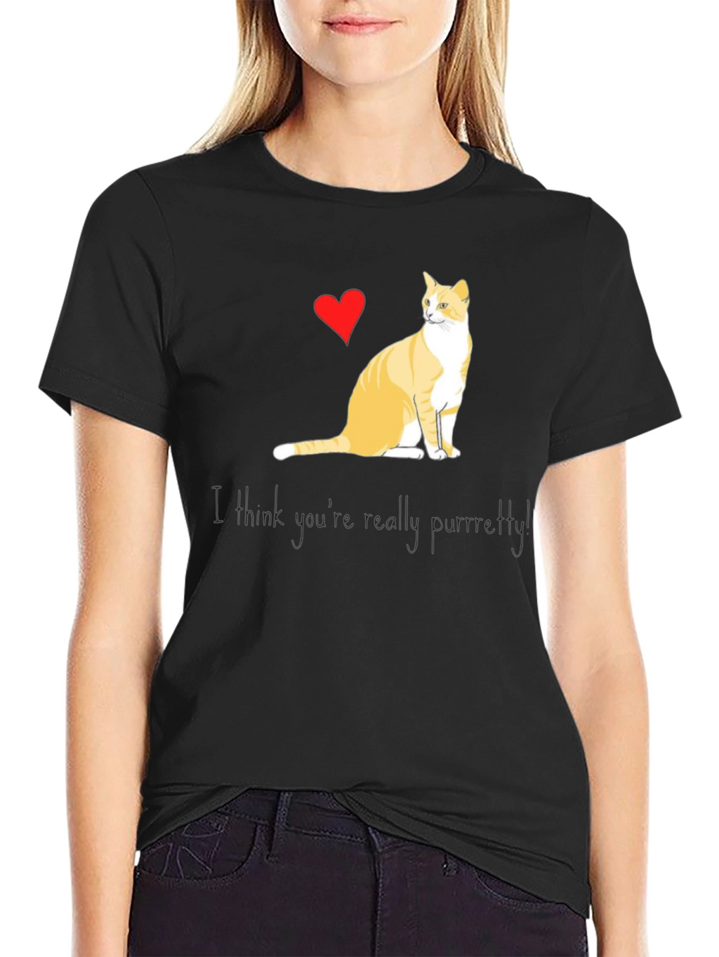 Purrfectly Pretty Cat Graphic T-Shirt