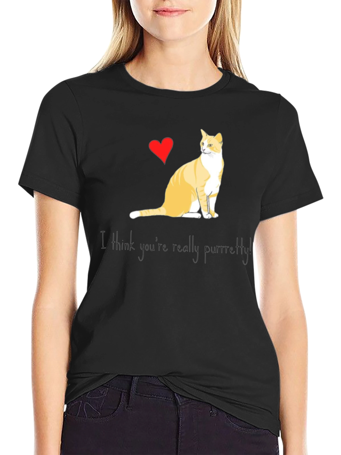 Purrfectly Pretty Cat Graphic T-Shirt
