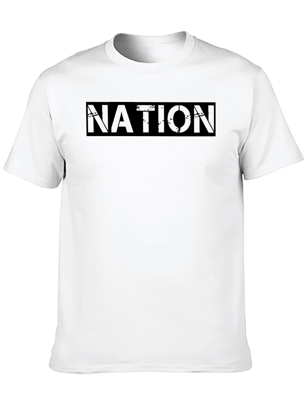 Black Graphic Tee - Nation Text Print