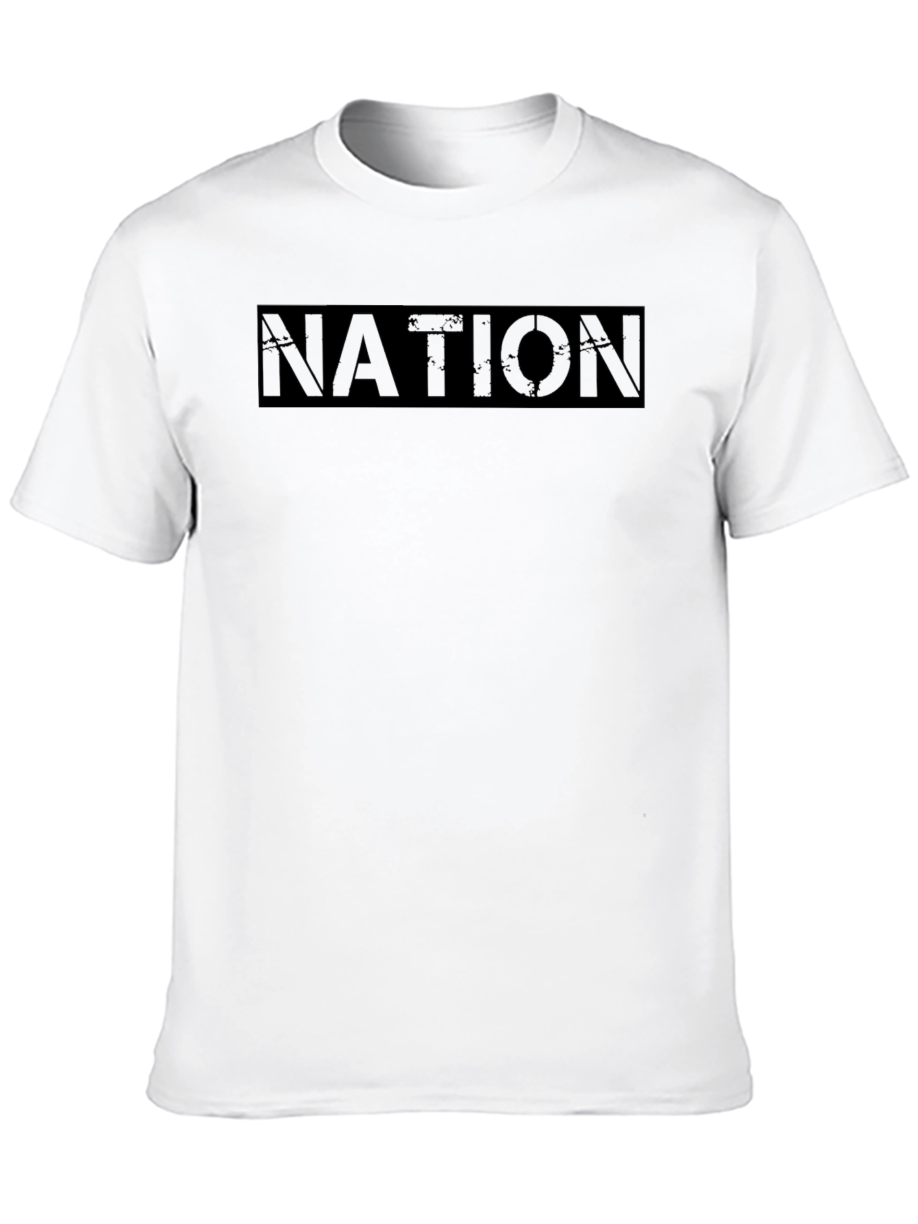 Black Graphic Tee - Nation Text Print