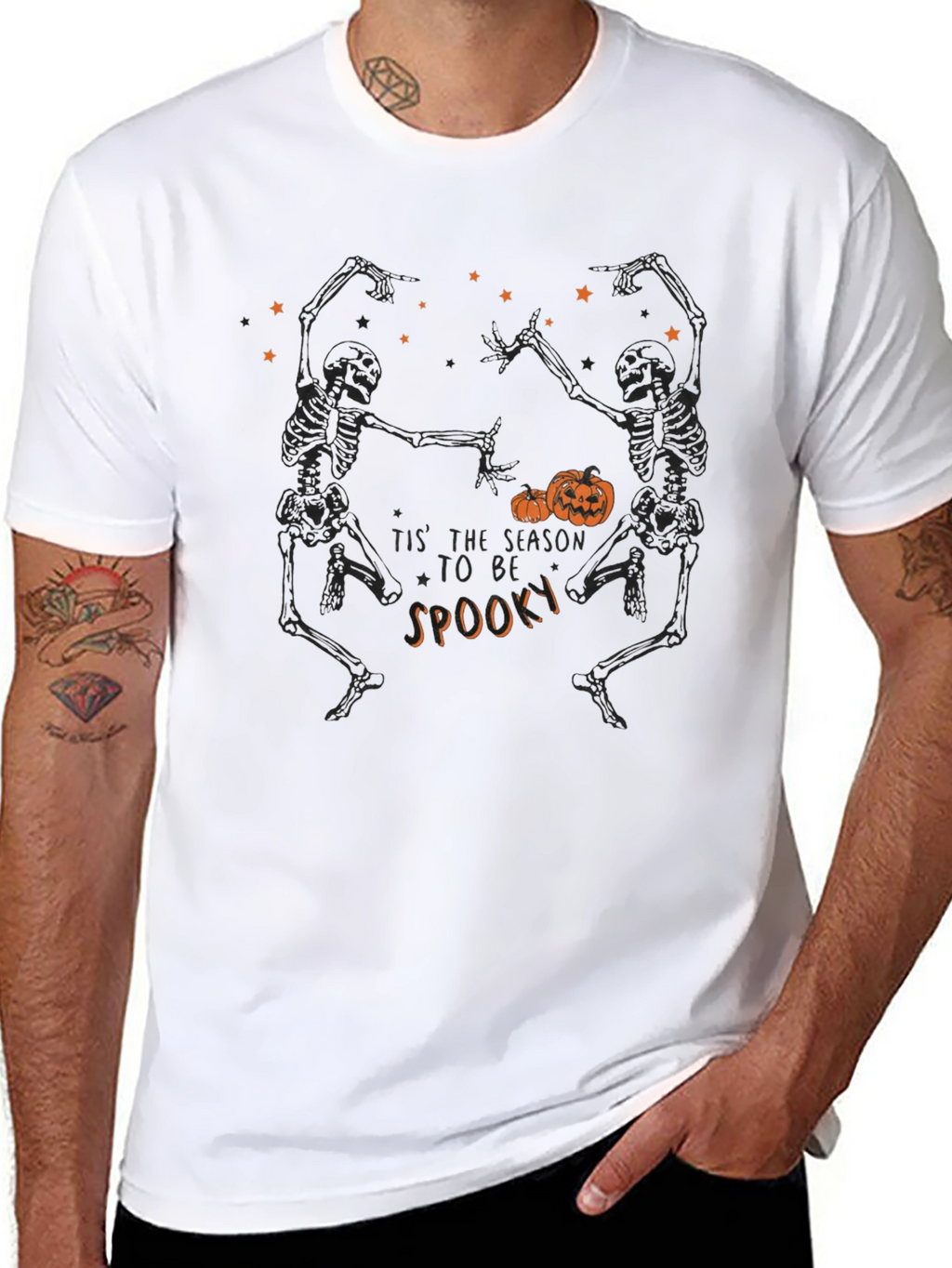 Spooky Season Skeleton Dance Graphic Tee - Black