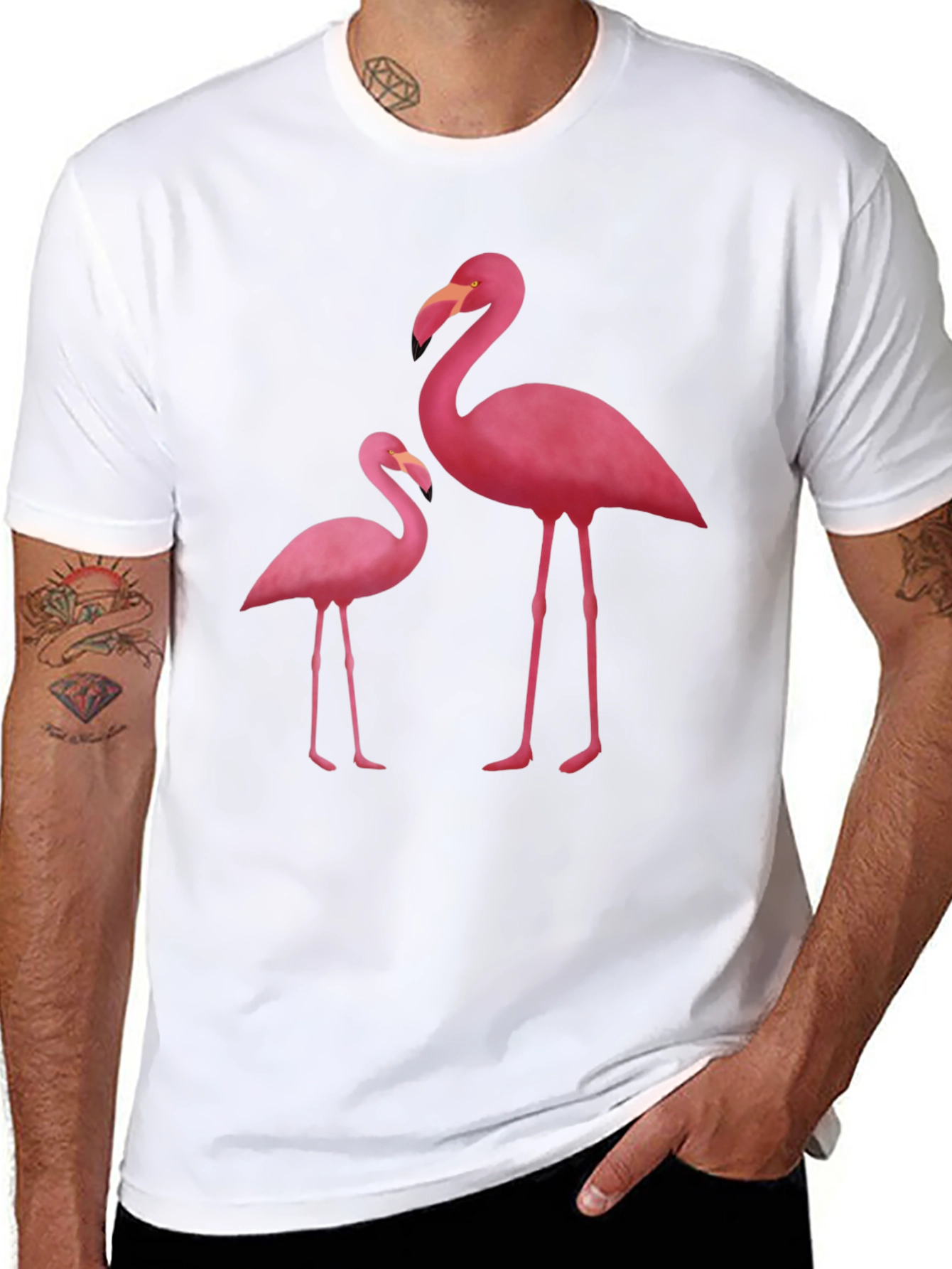 Flamingo Graphic Tee - Black Cotton Blend
