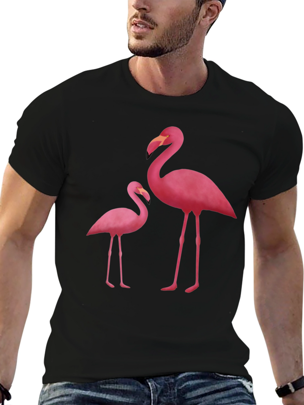 Flamingo Graphic Tee - Black Cotton Blend