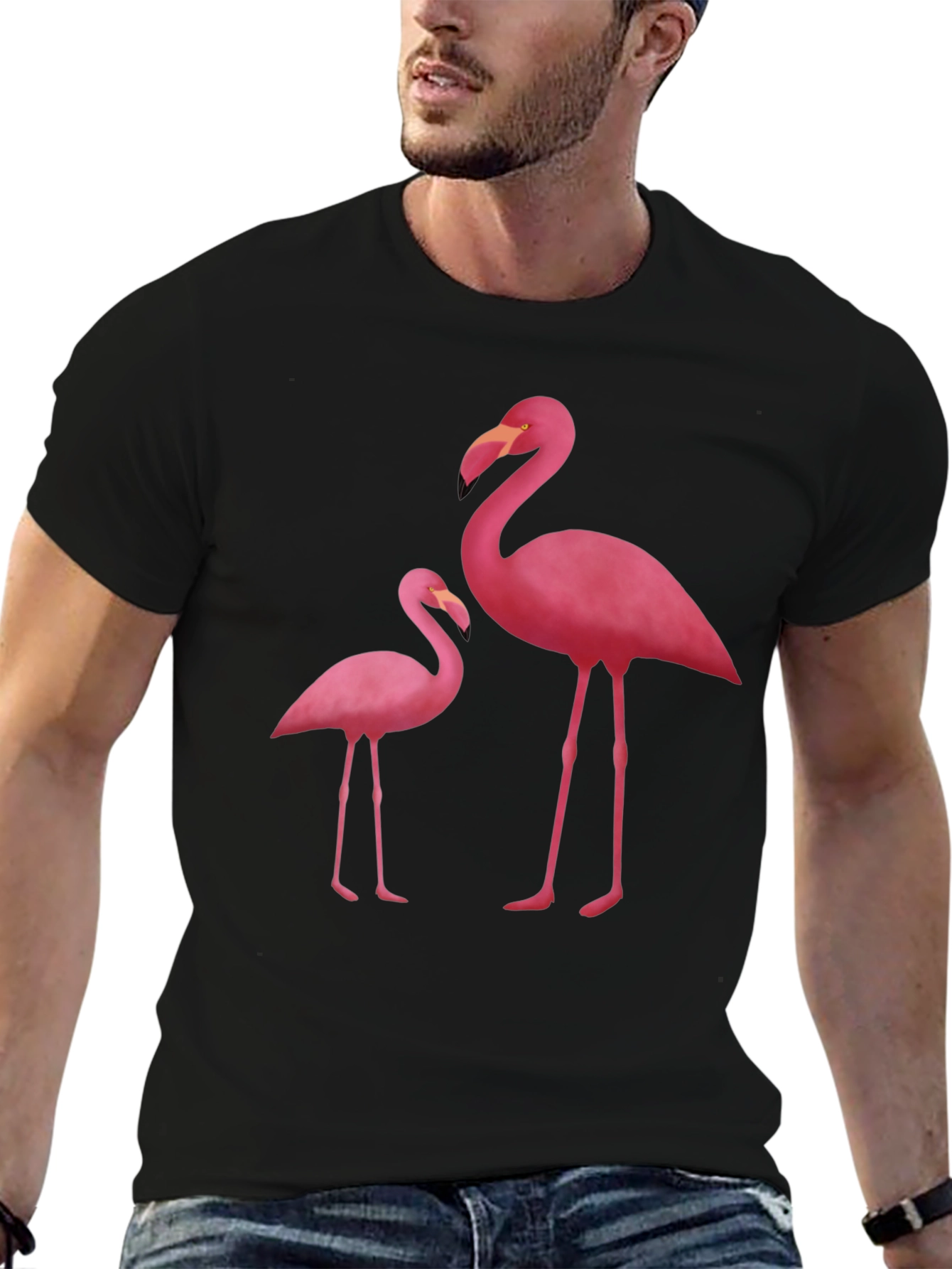 Flamingo Graphic Tee - Black Cotton Blend