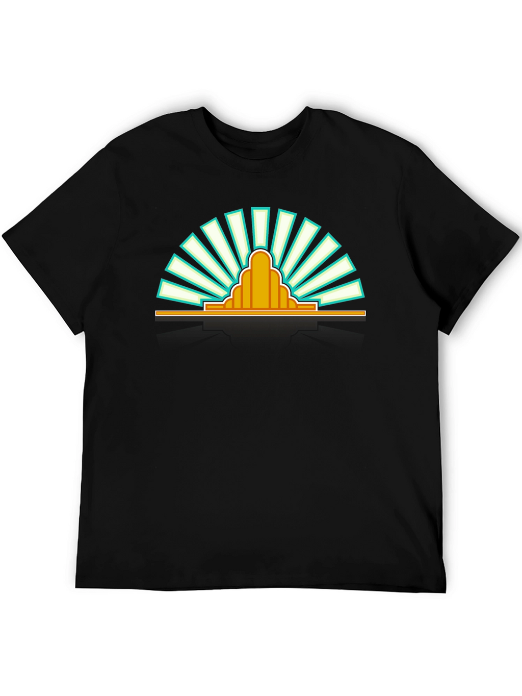 Retro Sunrise Graphic Tee - Black Cotton T-Shirt