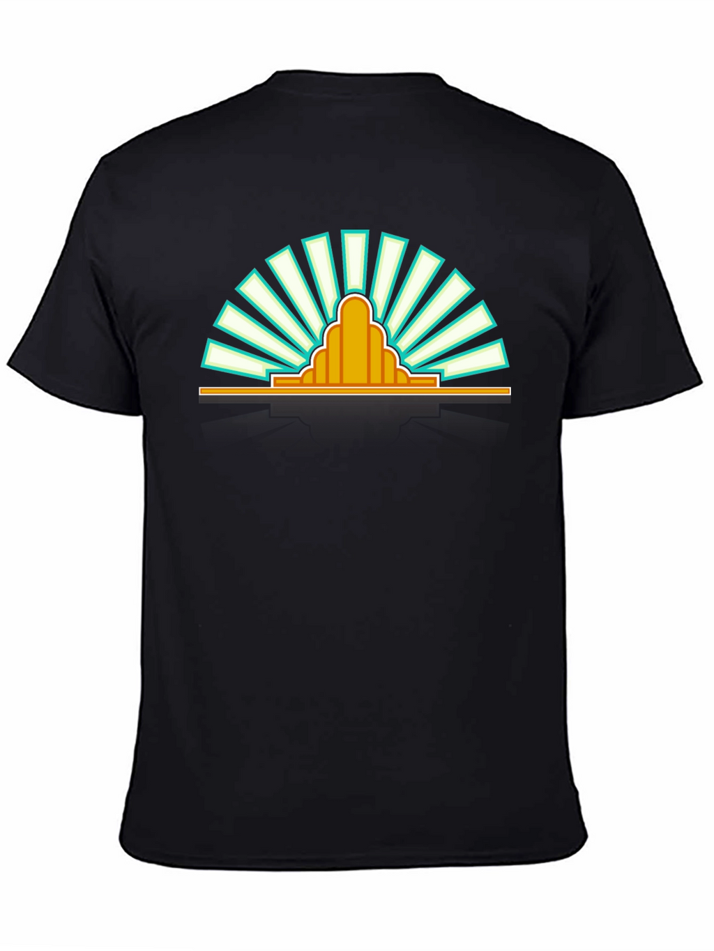 Retro Sunrise Graphic Tee - Black Cotton T-Shirt