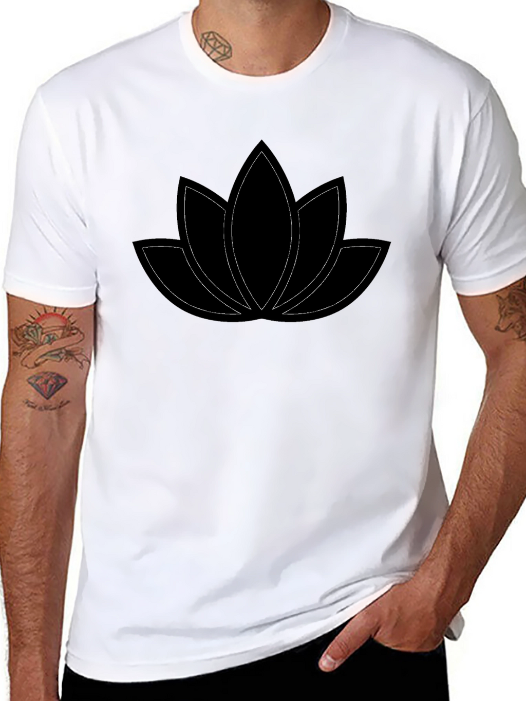 Lotus Flower Graphic Tee - Black Cotton Comfort