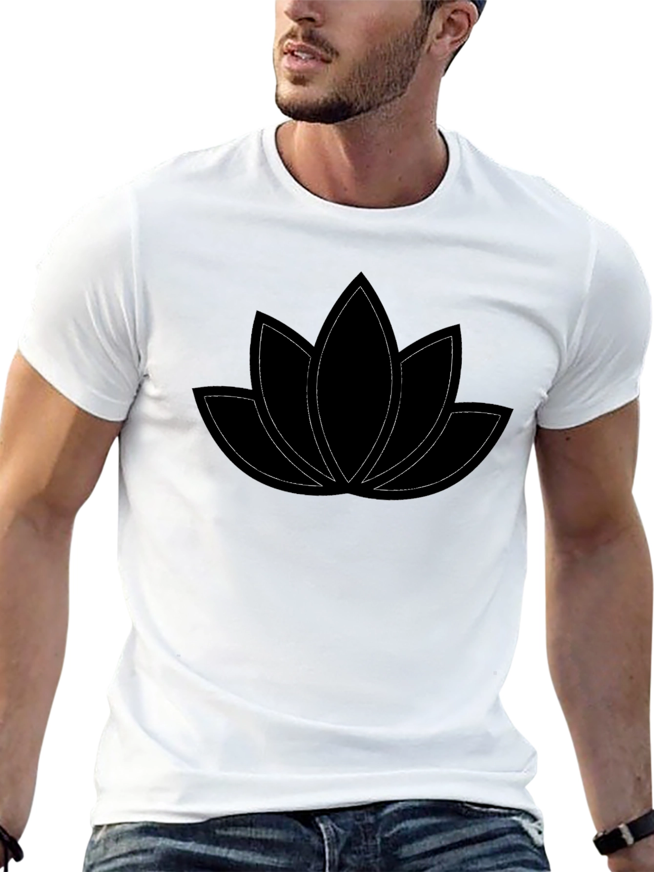 Lotus Flower Graphic Tee - Black Cotton Comfort