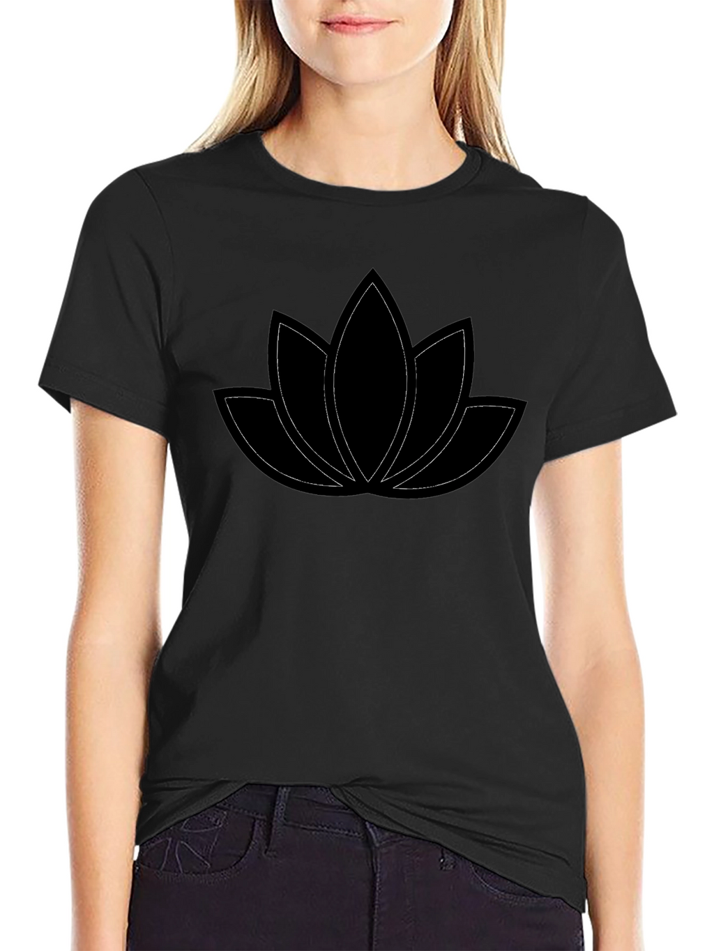 Lotus Flower Graphic Tee - Black Cotton Comfort
