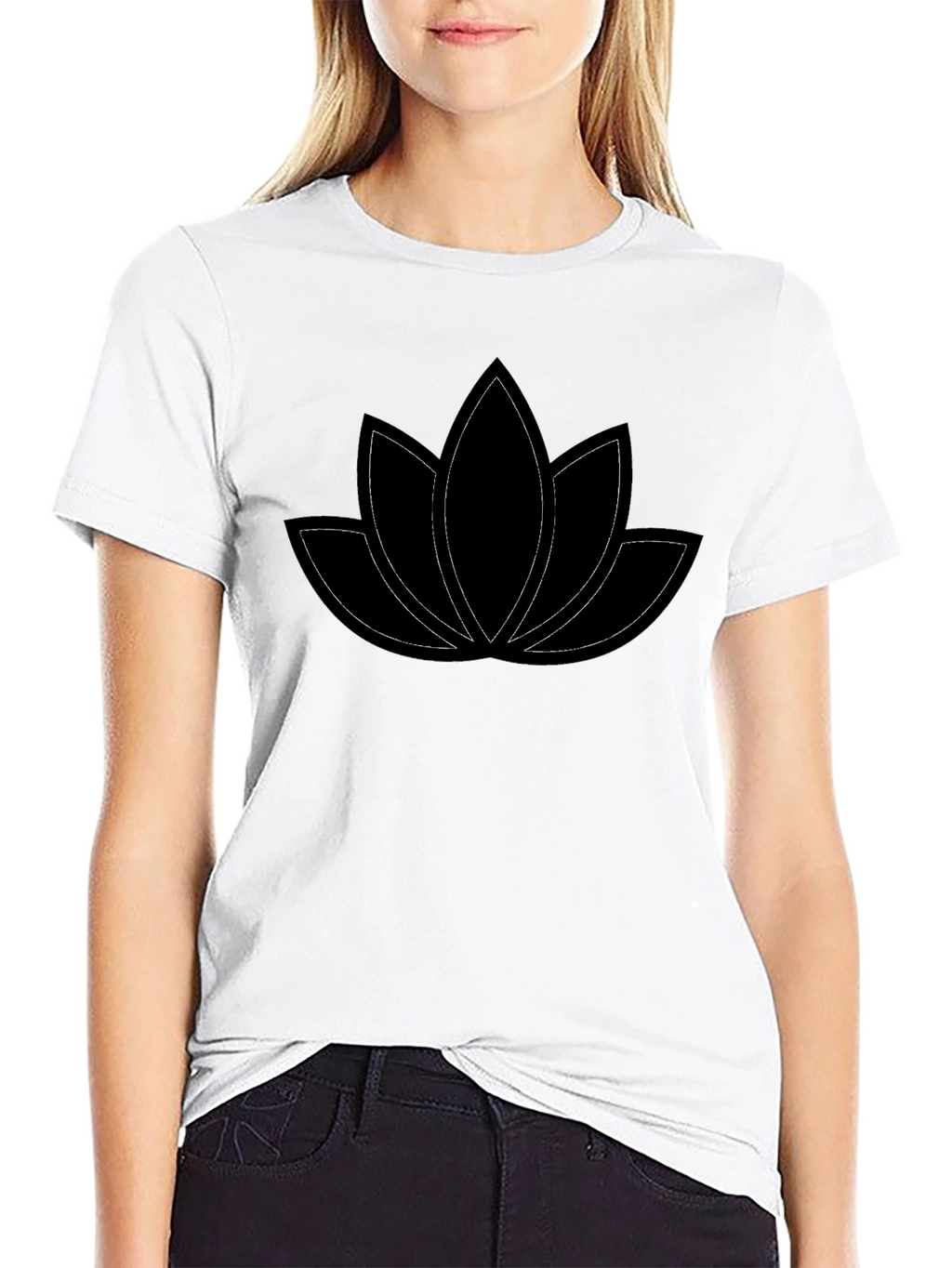 Lotus Flower Graphic Tee - Black Cotton Comfort