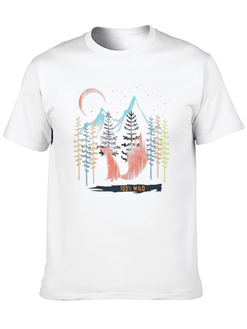 100% Wild Graphic Print Mens Black T-Shirt