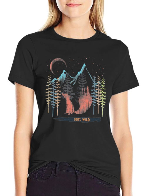 100% Wild Graphic Print Mens Black T-Shirt