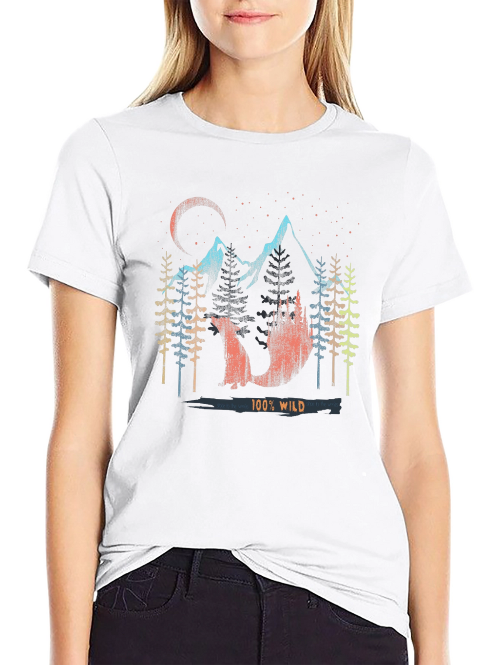 100% Wild Graphic Print Mens Black T-Shirt
