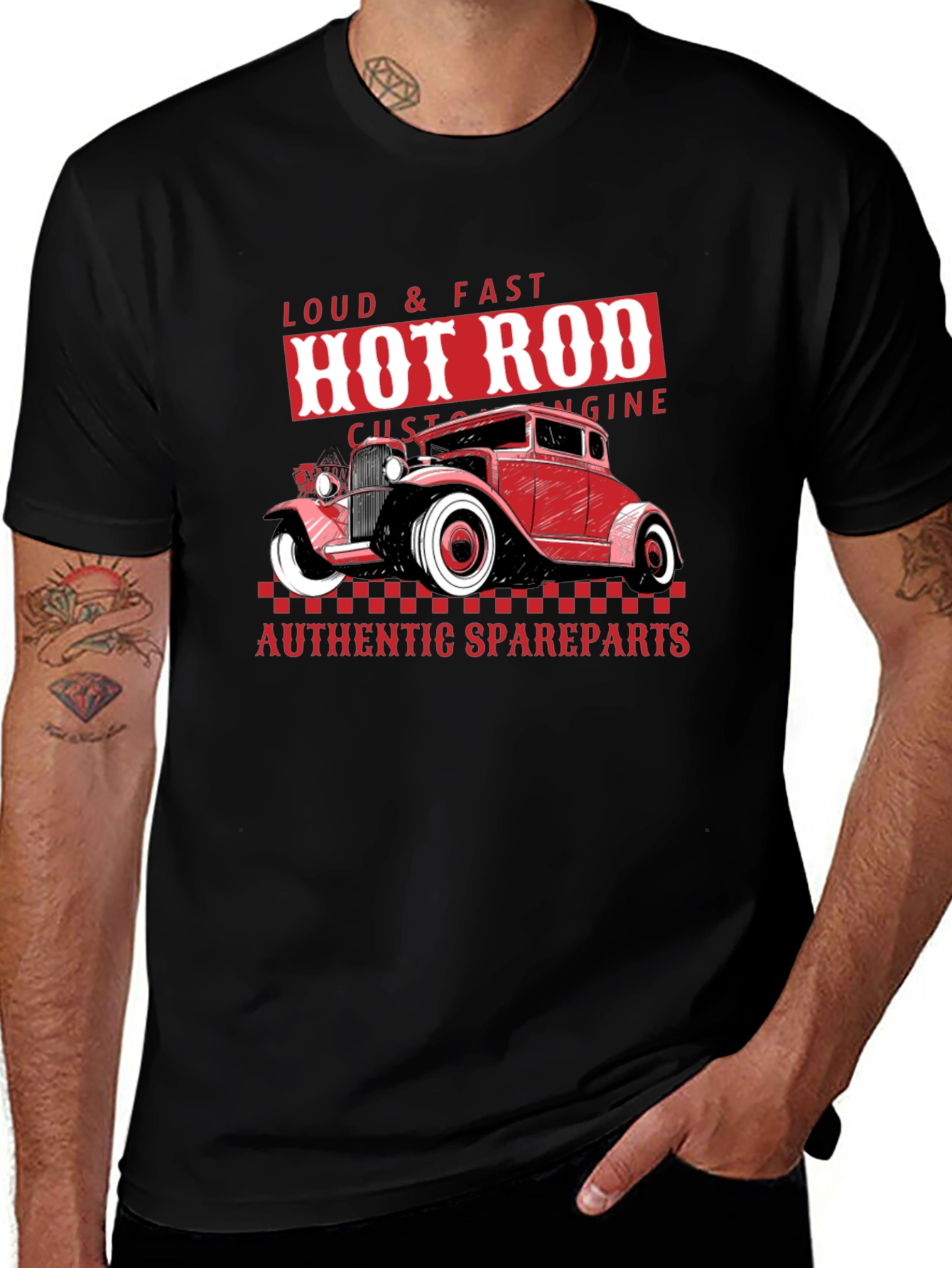 Hot Rod Custom Engine Black T-Shirt