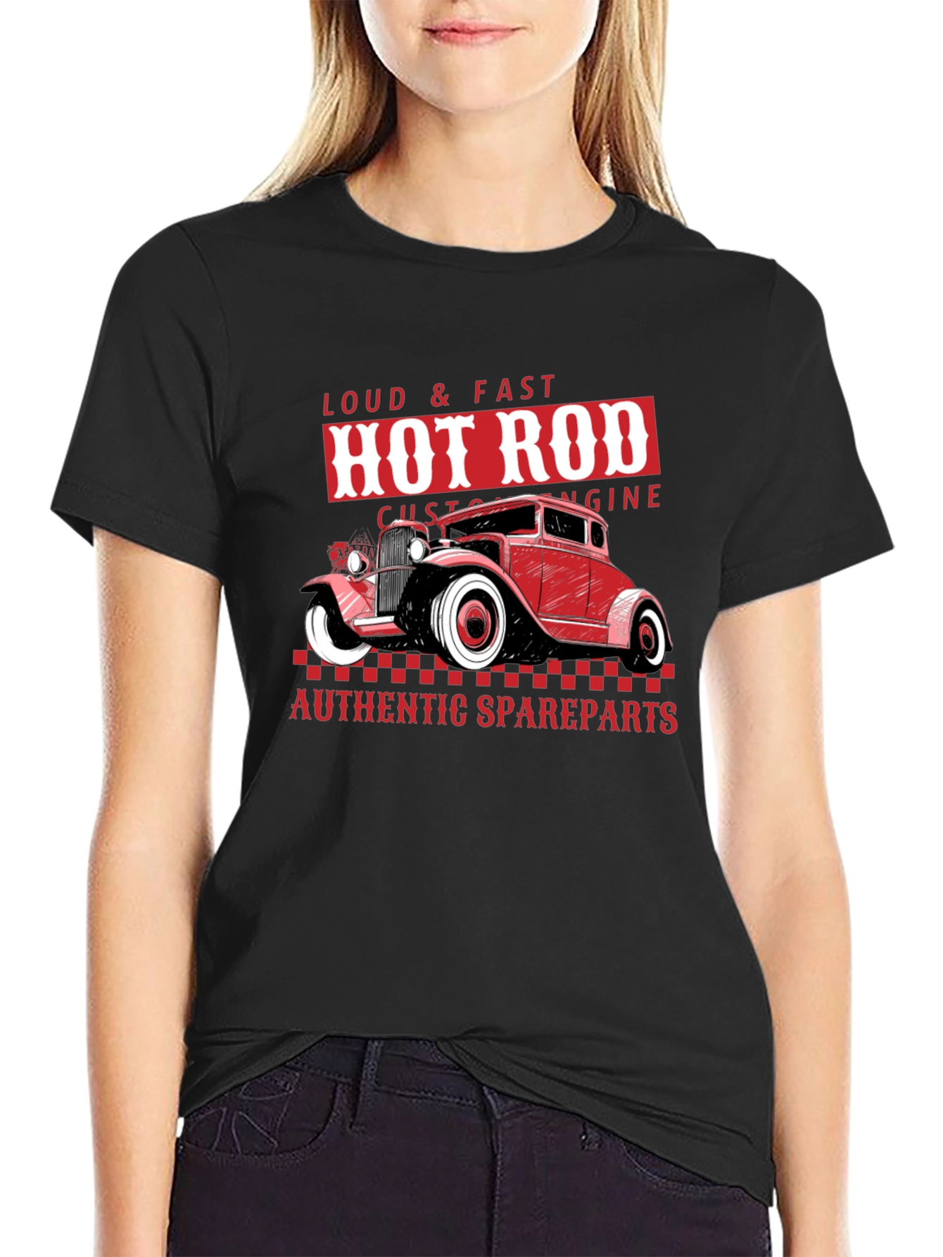 Hot Rod Custom Engine Black T-Shirt