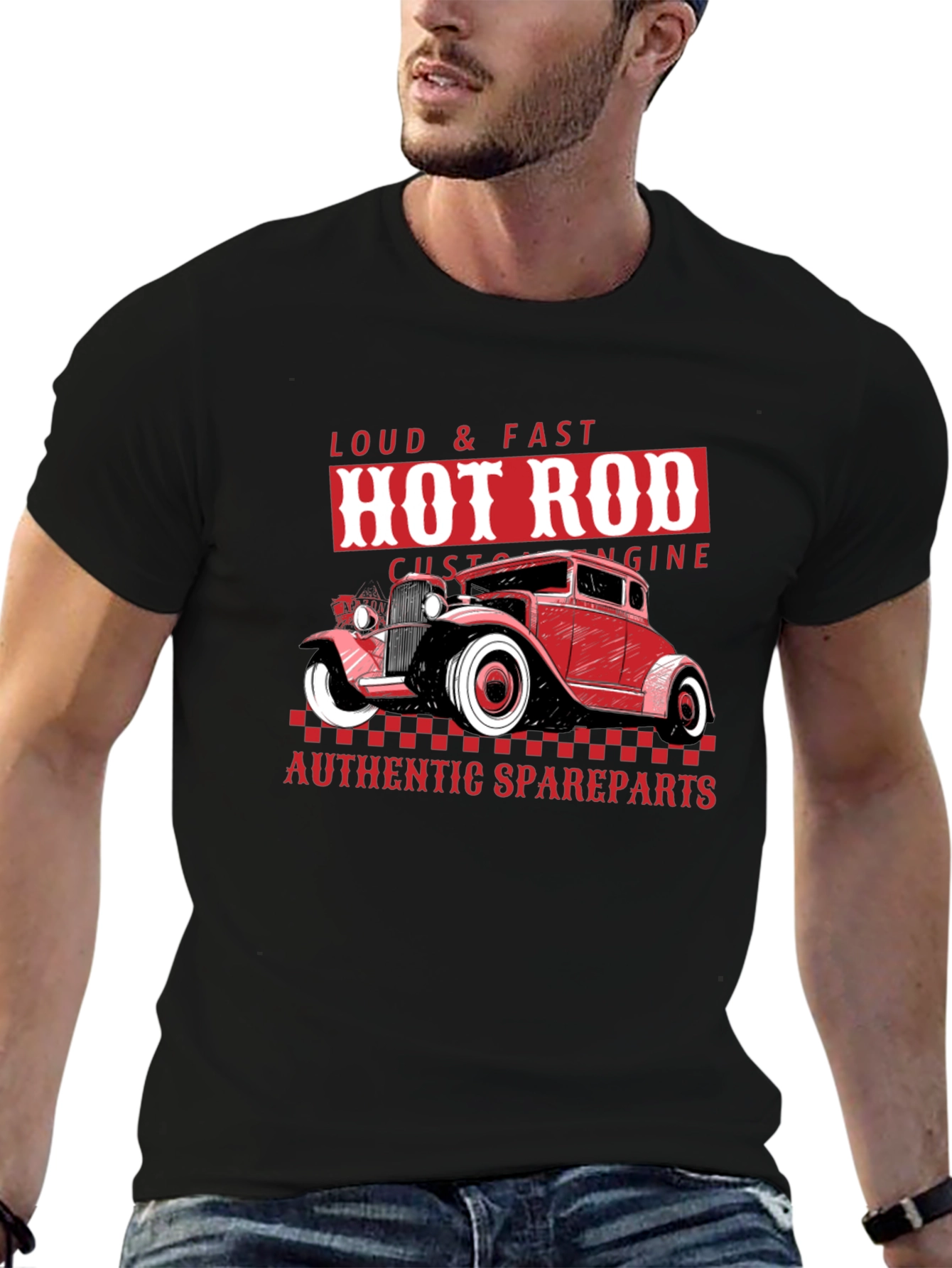 Hot Rod Custom Engine Black T-Shirt