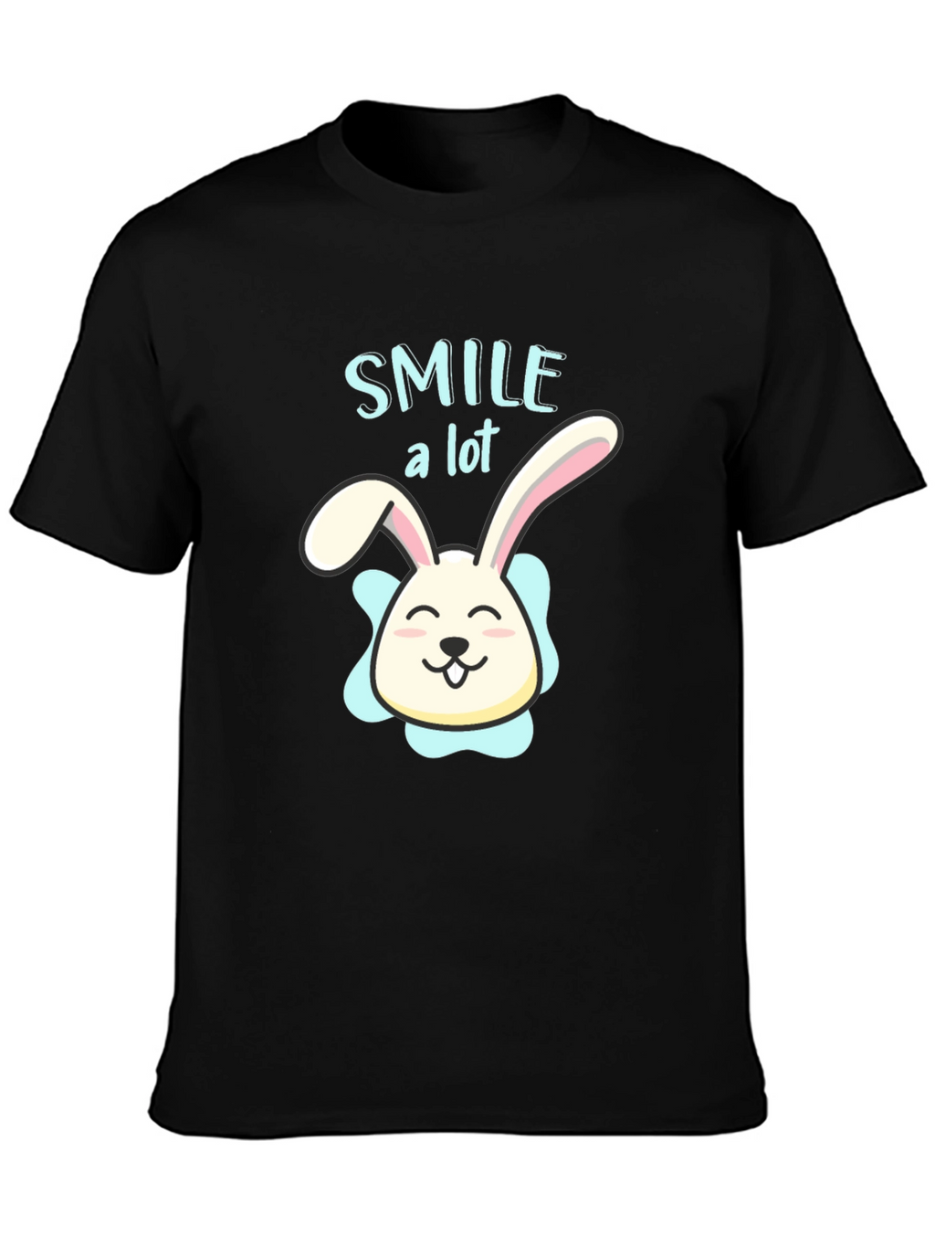 Smile A Lot Bunny Graphic Black T-Shirt
