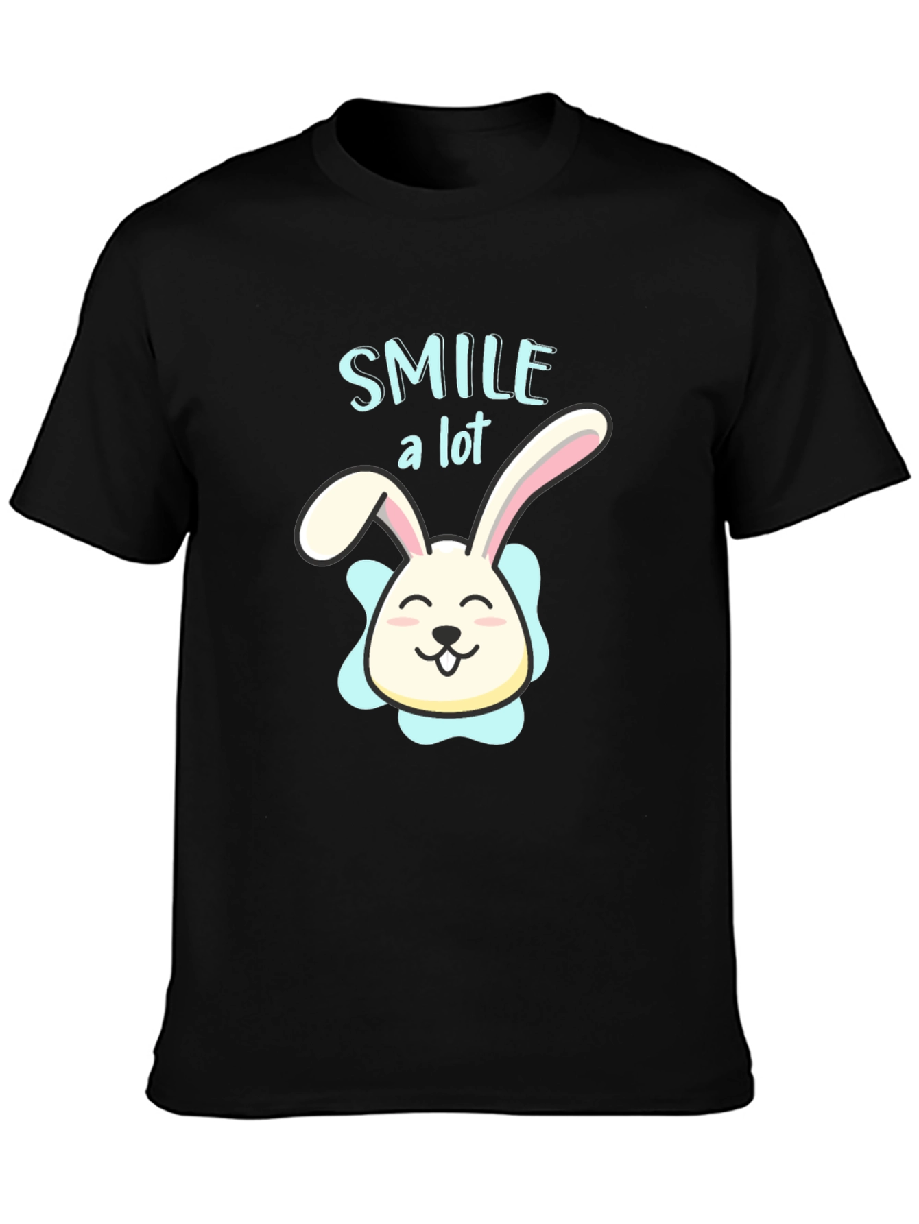 Smile A Lot Bunny Graphic Black T-Shirt