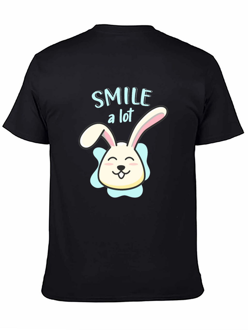 Smile A Lot Bunny Graphic Black T-Shirt