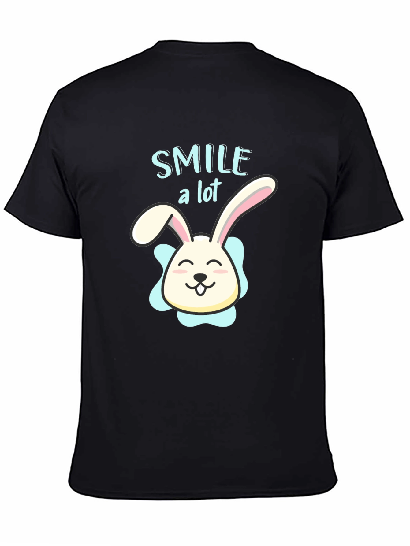 Smile A Lot Bunny Graphic Black T-Shirt