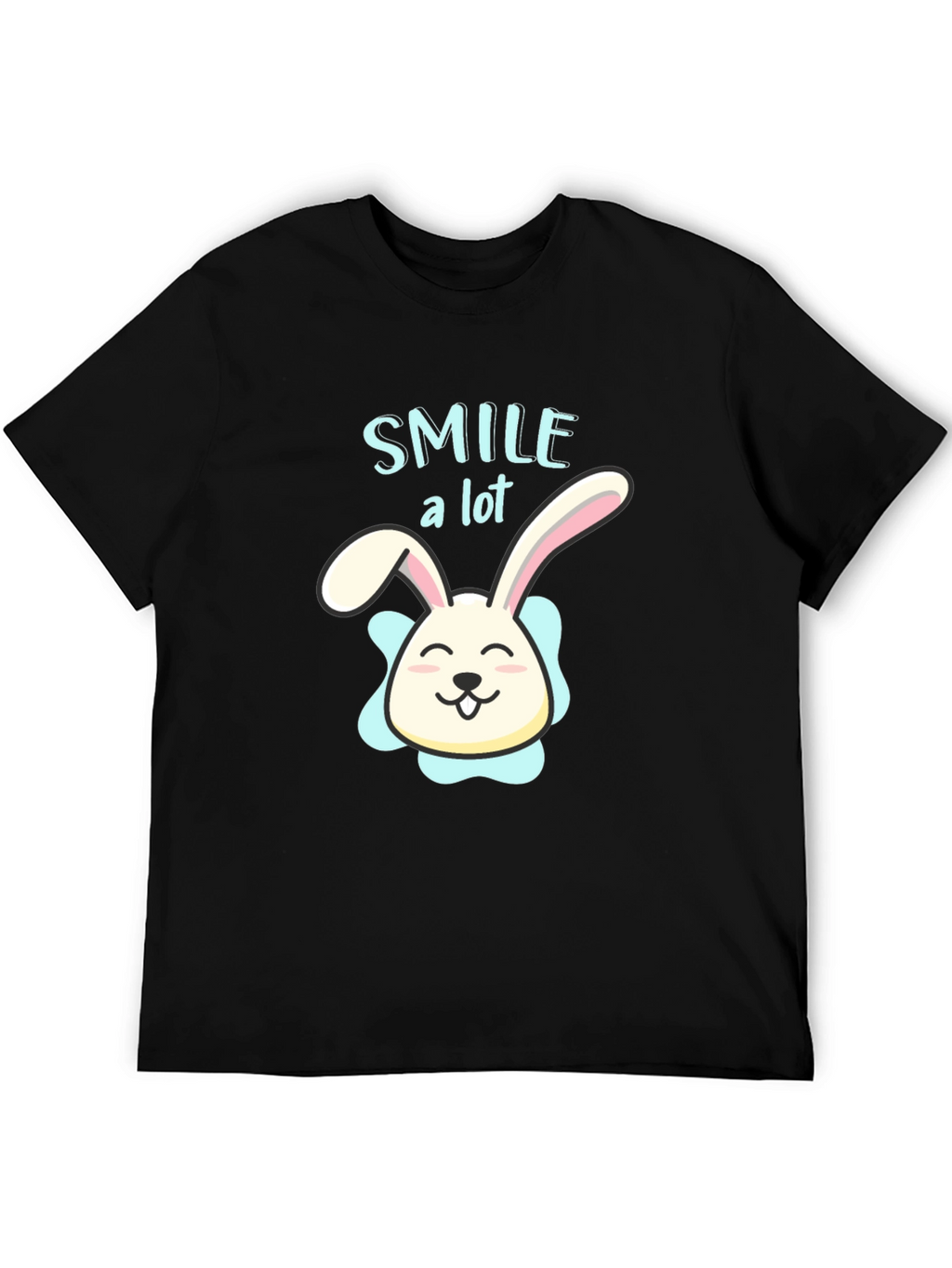 Smile A Lot Bunny Graphic Black T-Shirt