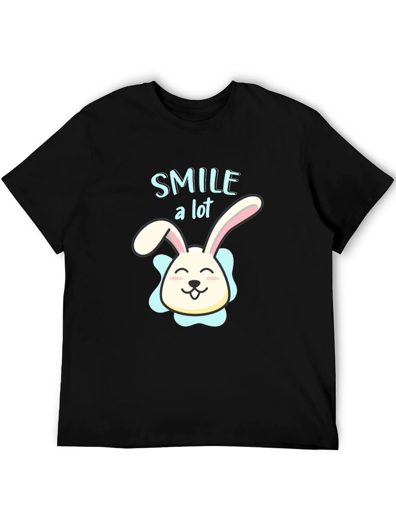 Smile A Lot Bunny Graphic Black T-Shirt