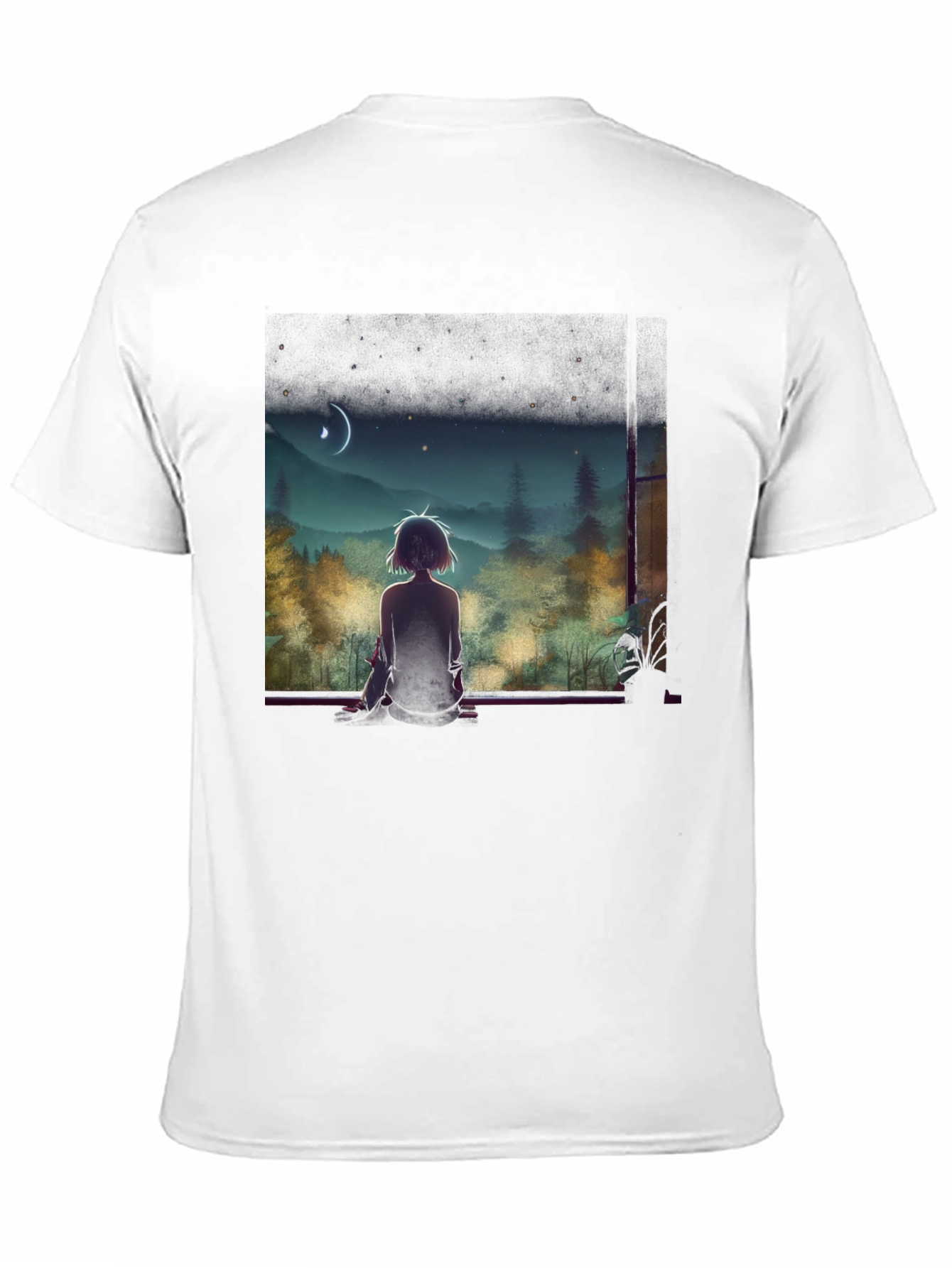 Anime Moonlit Night T-Shirt - Black