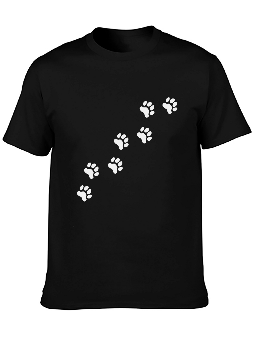 Paw Print Trail Graphic Tee - Casual Black T-Shirt
