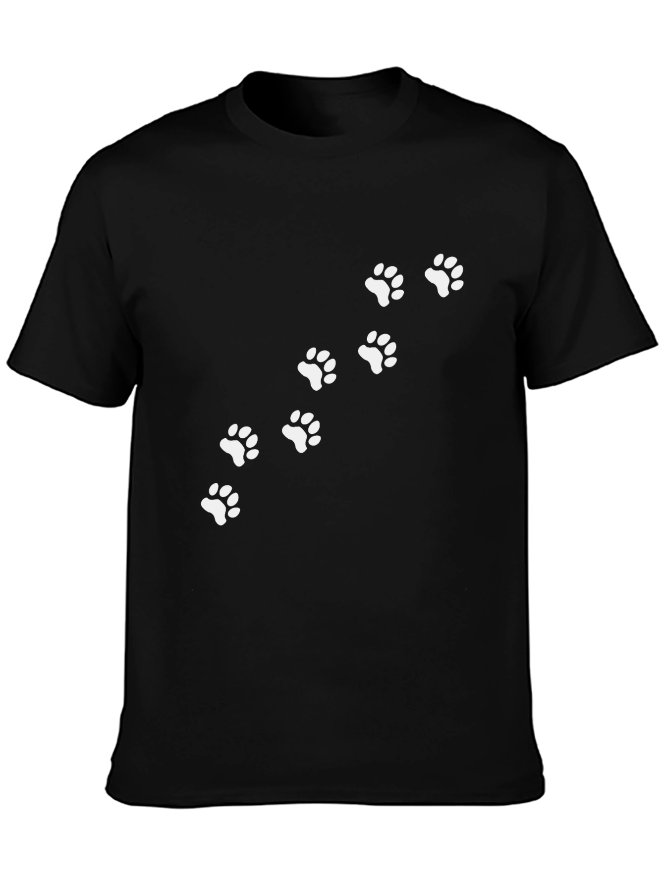 Paw Print Trail Graphic Tee - Casual Black T-Shirt