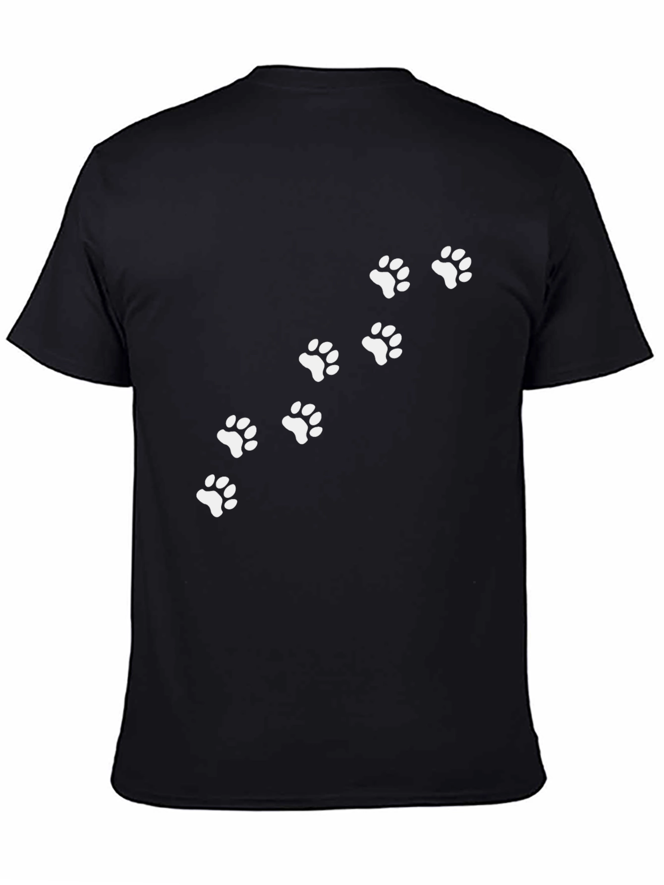 Paw Print Trail Graphic Tee - Casual Black T-Shirt