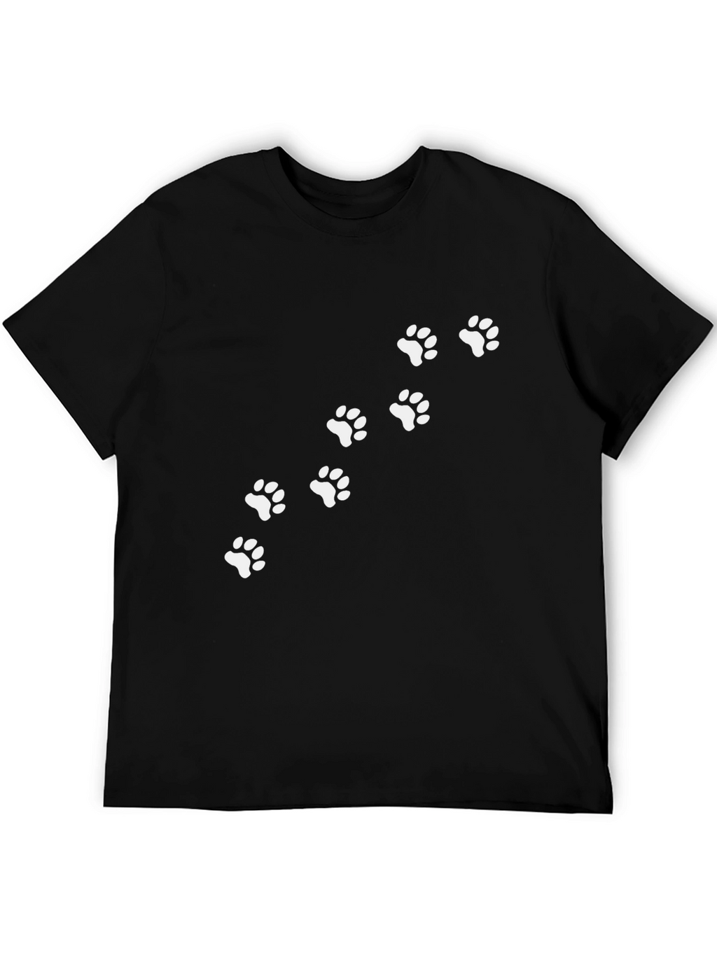 Paw Print Trail Graphic Tee - Casual Black T-Shirt