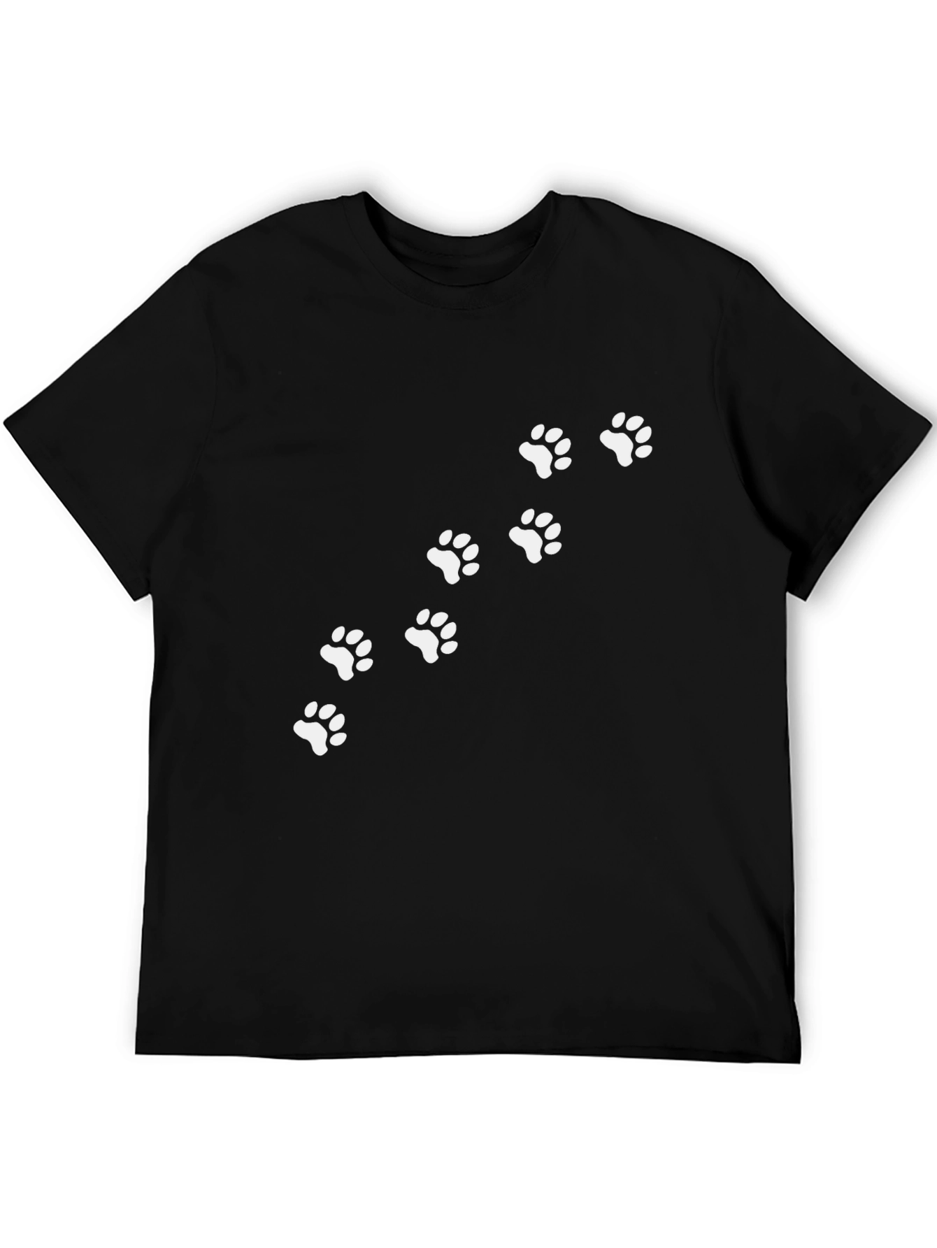 Paw Print Trail Graphic Tee - Casual Black T-Shirt