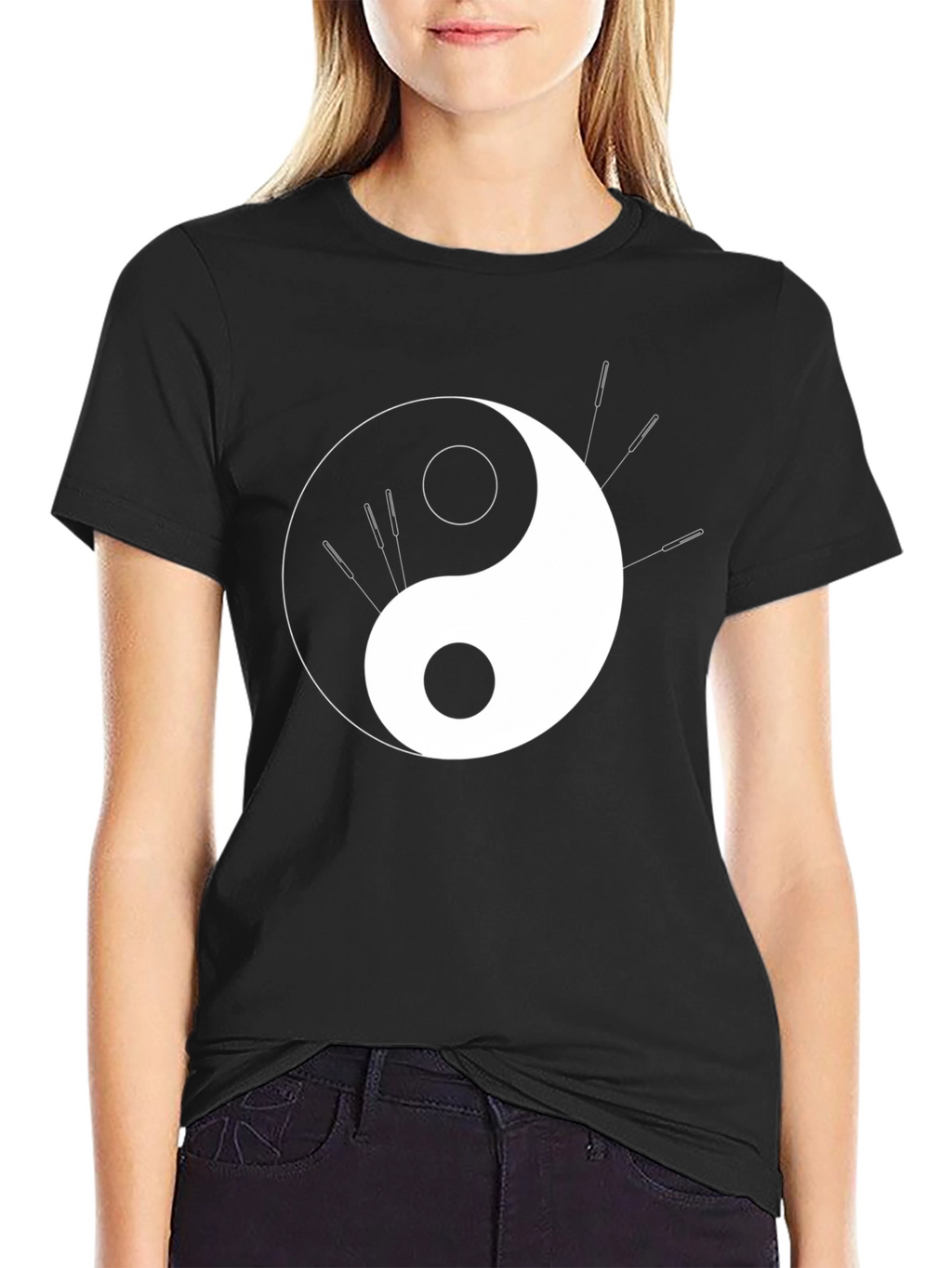 Yin Yang Acupuncture Black T-Shirt