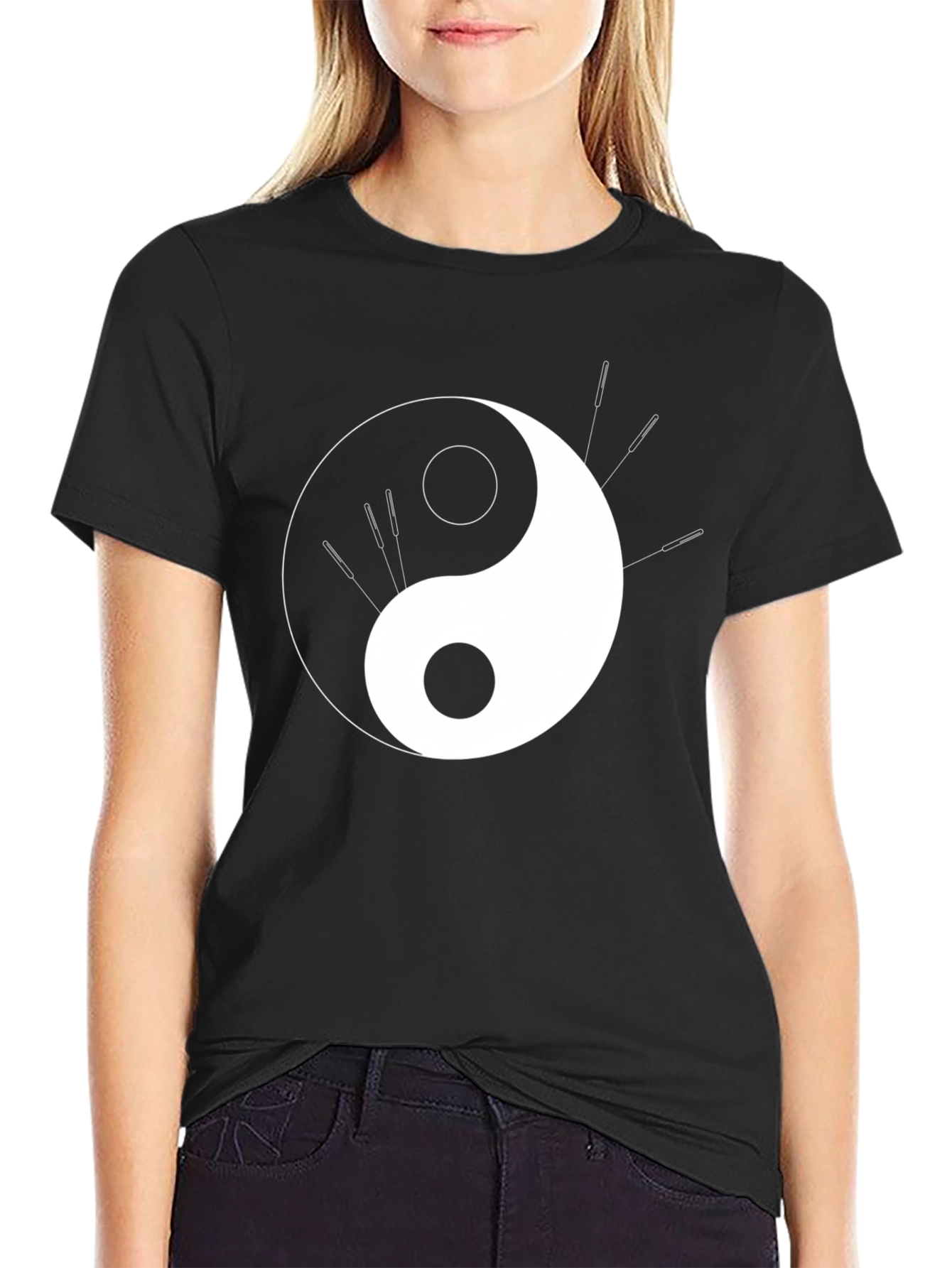 Yin Yang Acupuncture Black T-Shirt