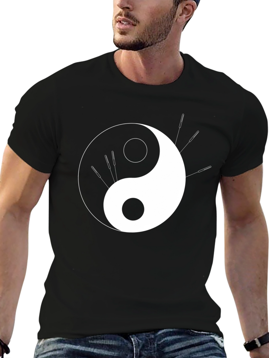 Yin Yang Acupuncture Black T-Shirt