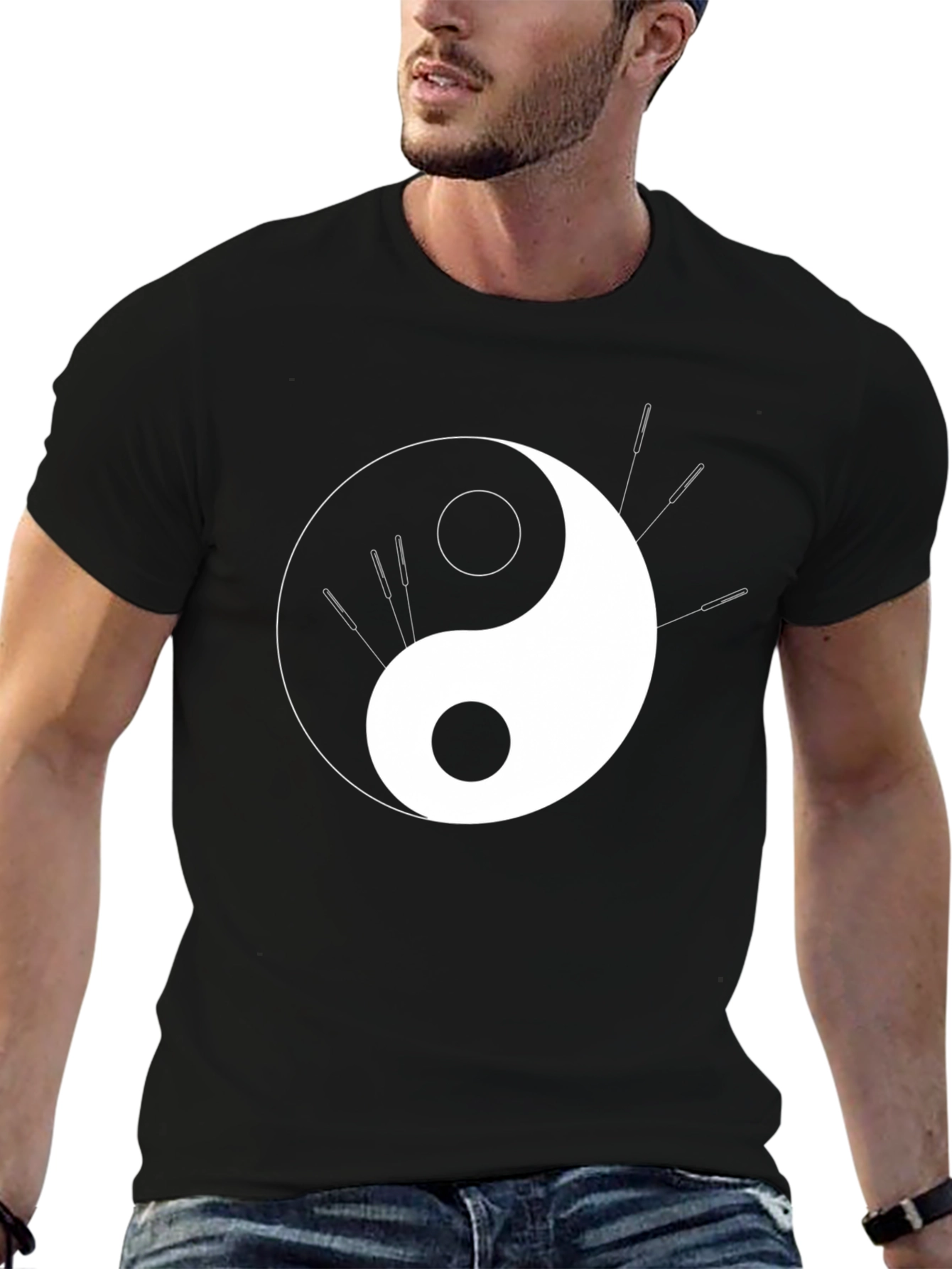 Yin Yang Acupuncture Black T-Shirt