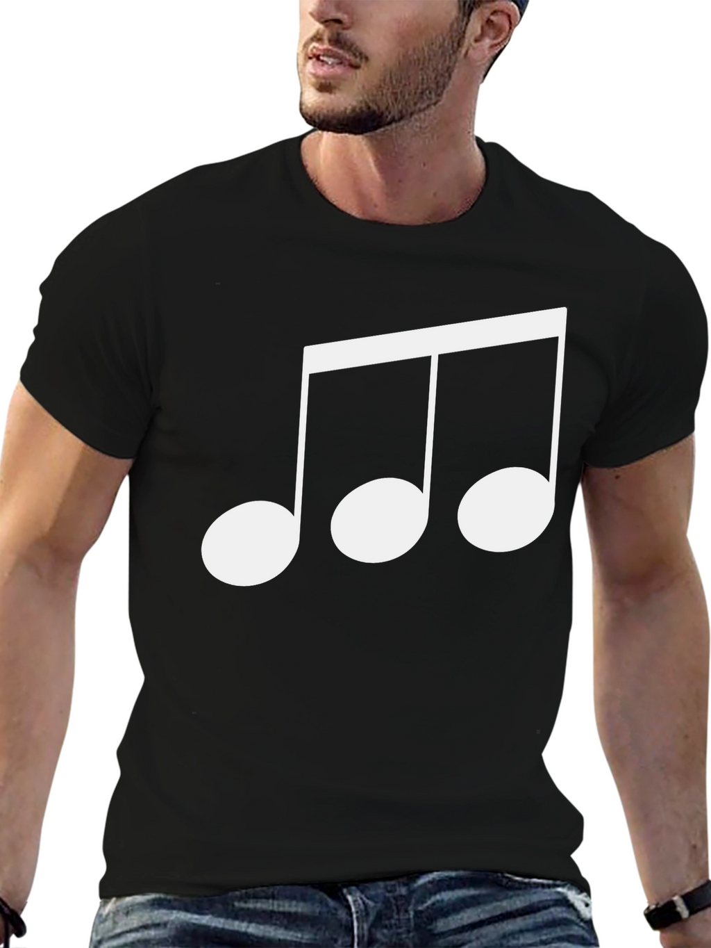 Musical Note Graphic Black T-Shirt