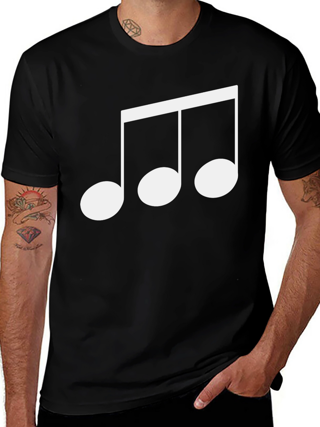Musical Note Graphic Black T-Shirt