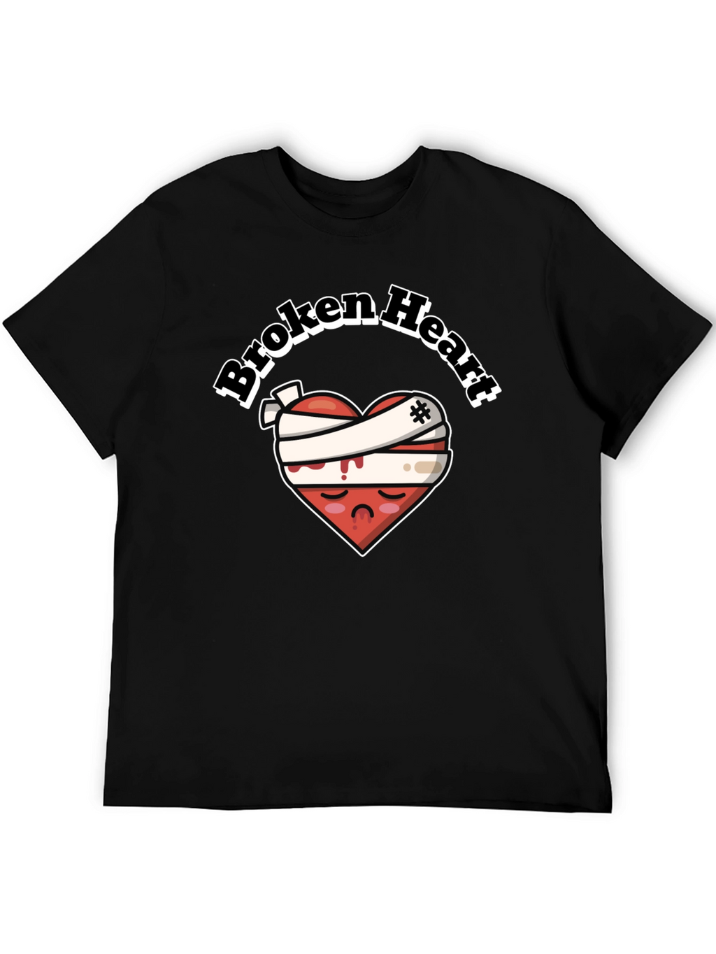 Broken Heart Graphic Tee - Bandaged Sad Heart T-Shirt