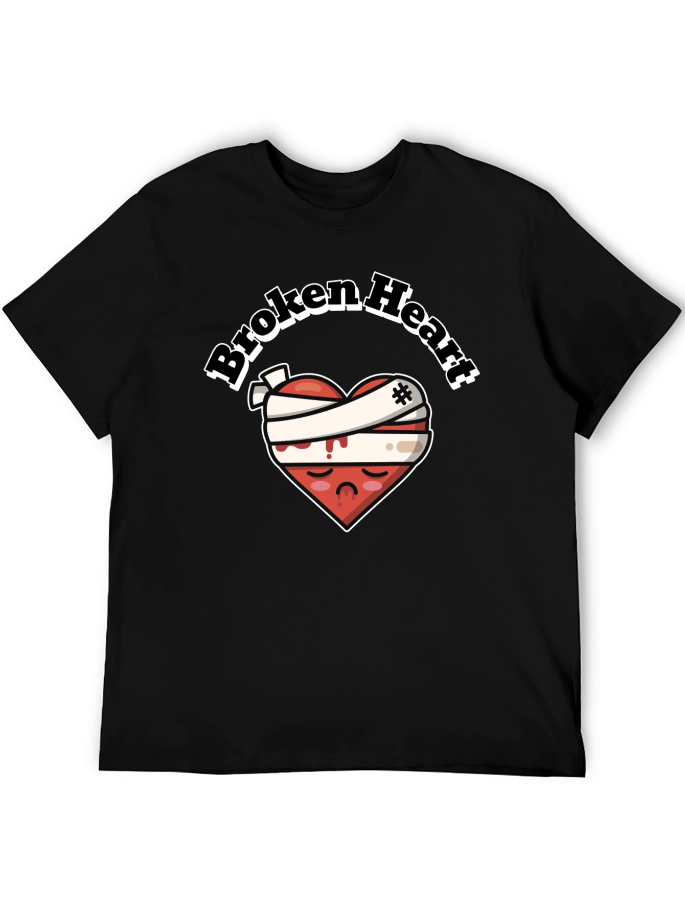 Broken Heart Graphic Tee - Bandaged Sad Heart T-Shirt