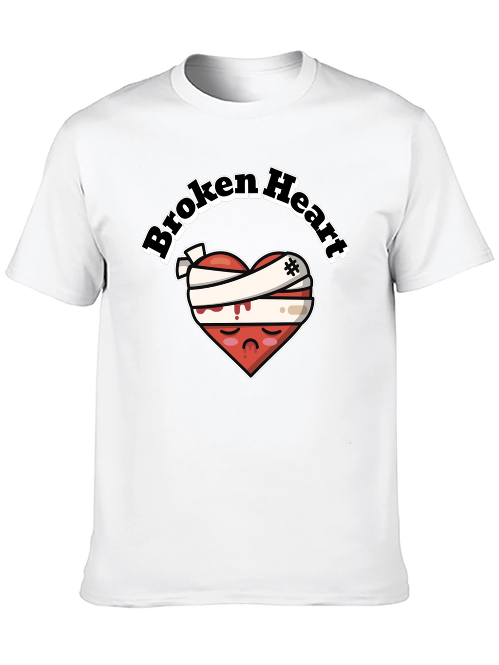 Broken Heart Graphic Tee - Bandaged Sad Heart T-Shirt